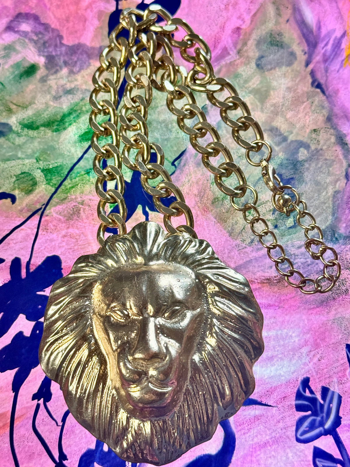 Vintage 1980s/90s Chunky Lion Head Statement Necklace