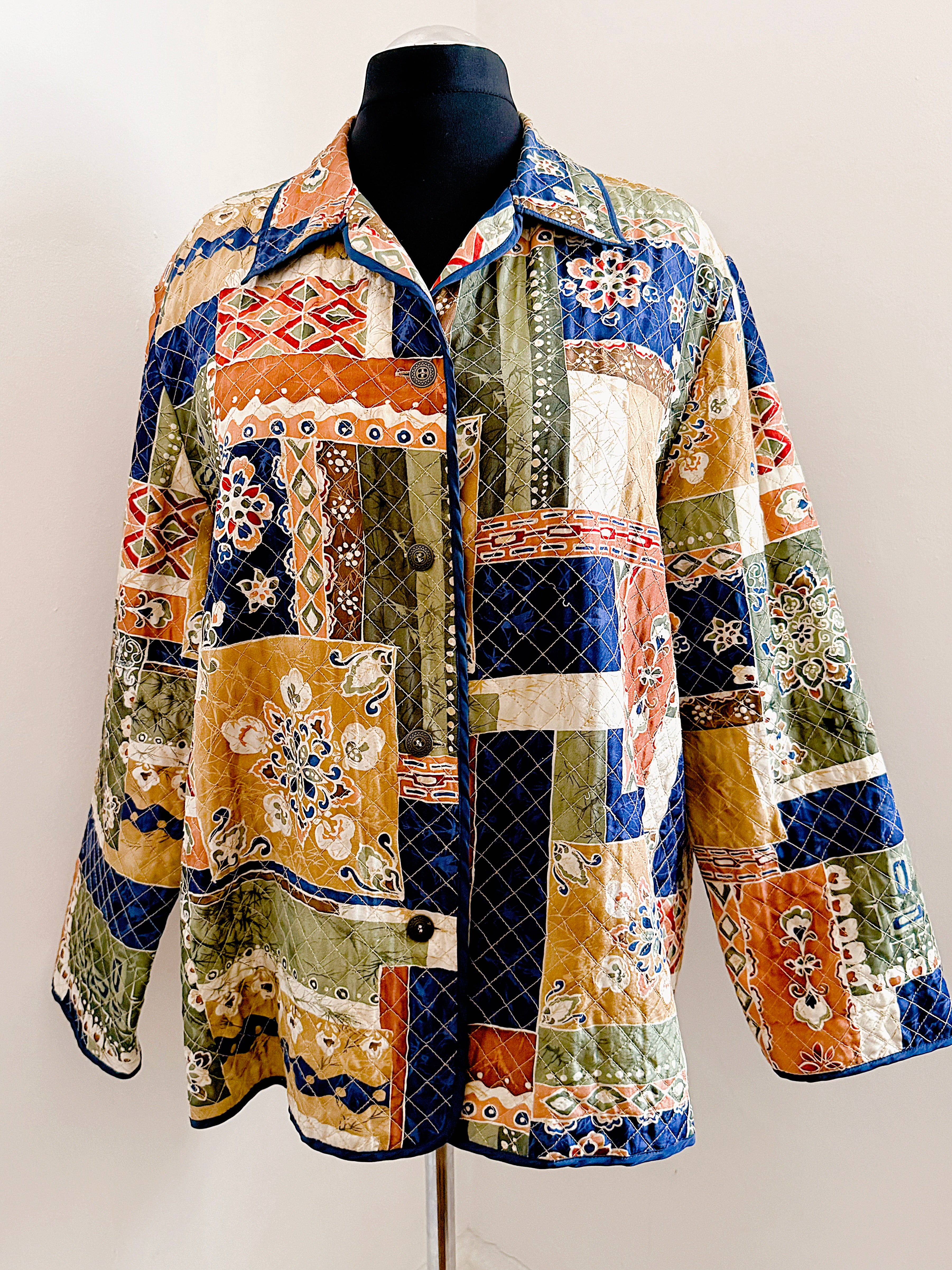 Vintage Silk Patchwork Print Jacket.
