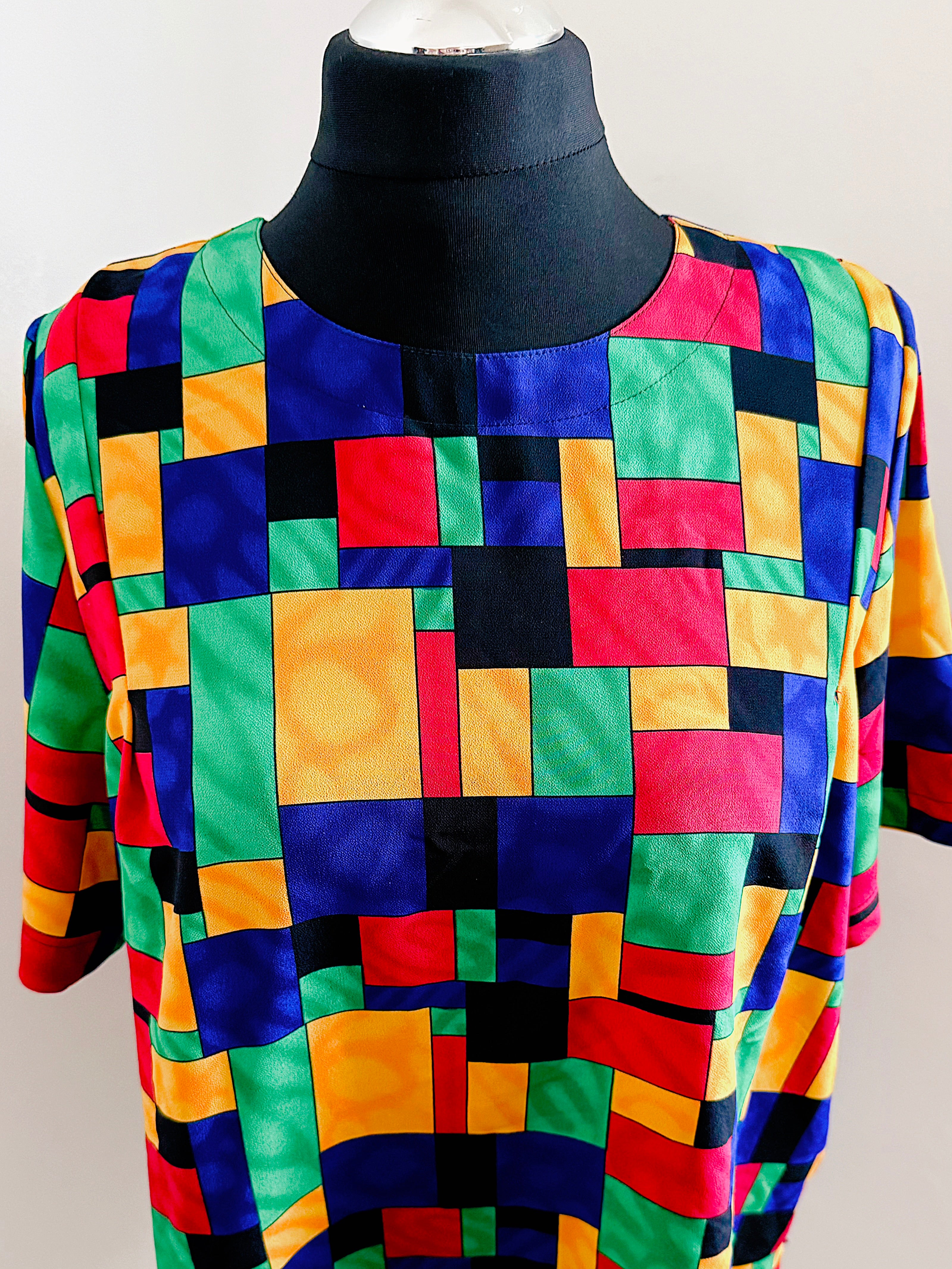 80s vintage colour block top