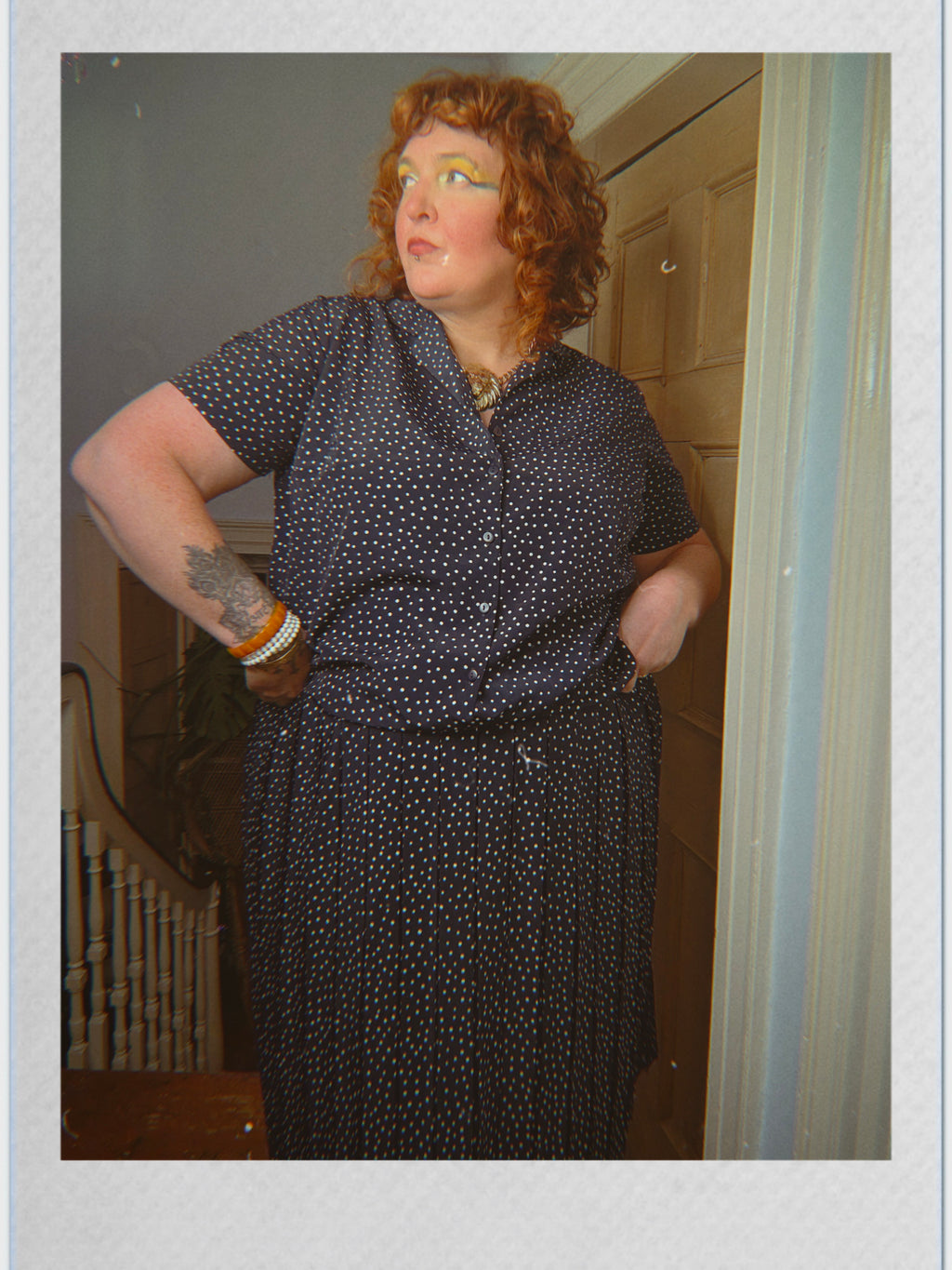 Vintage Navy Polka Dot Two Piece