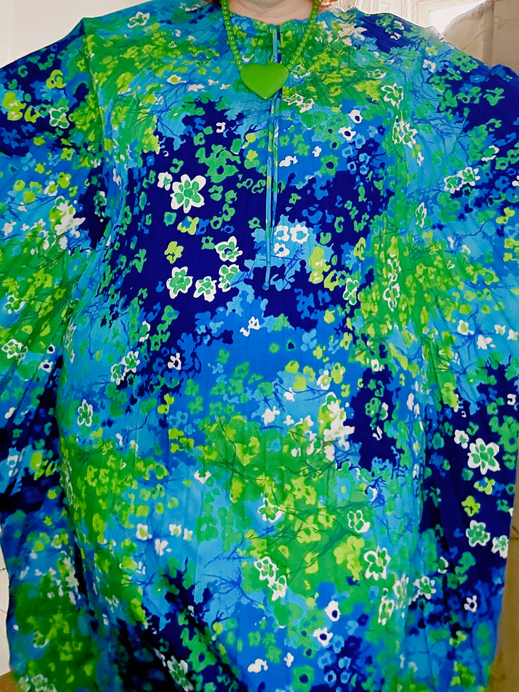 Vintage Floral PsychedelicPleated Kaftan