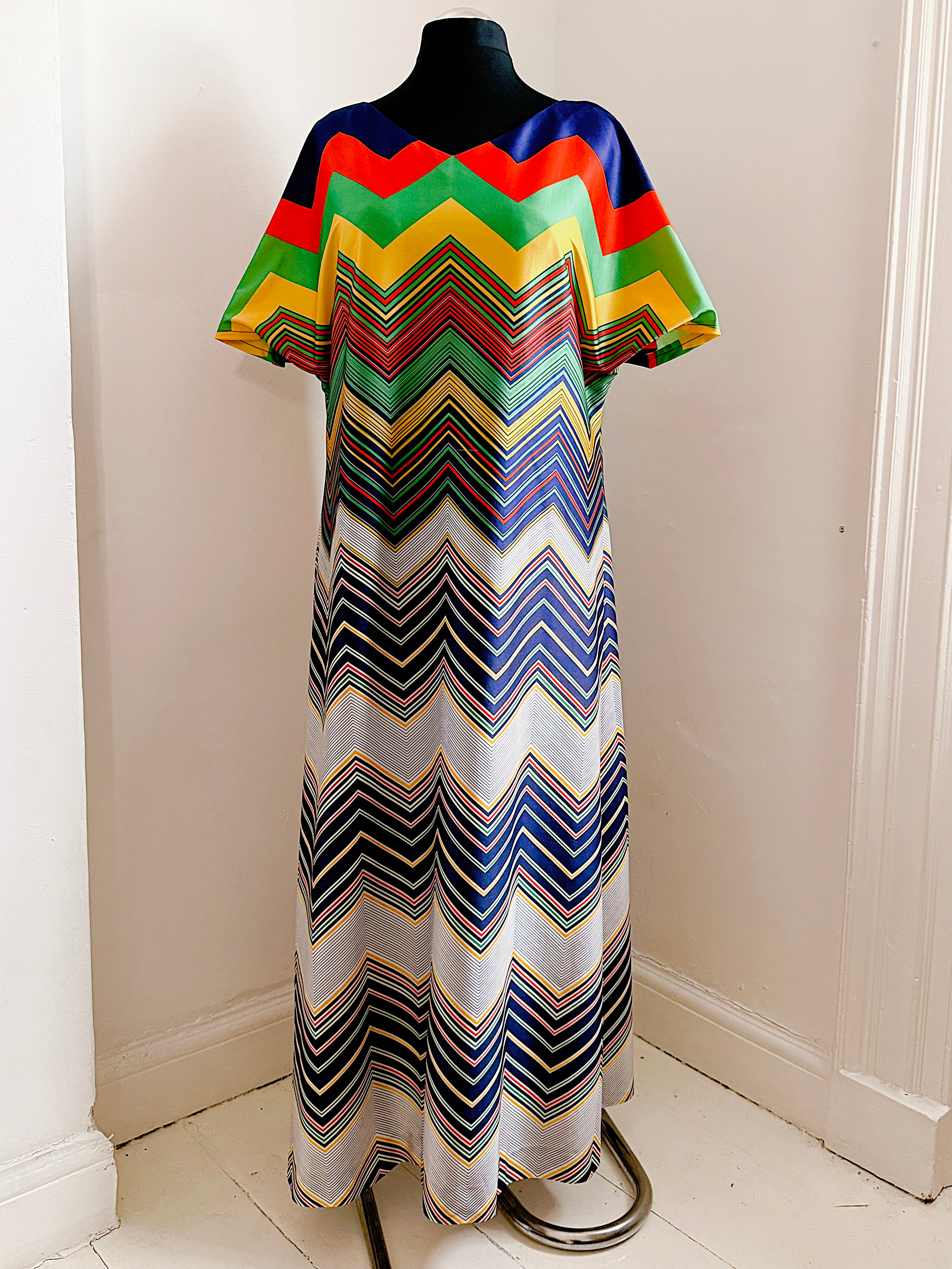 Vintage Colourful Chevron Dress