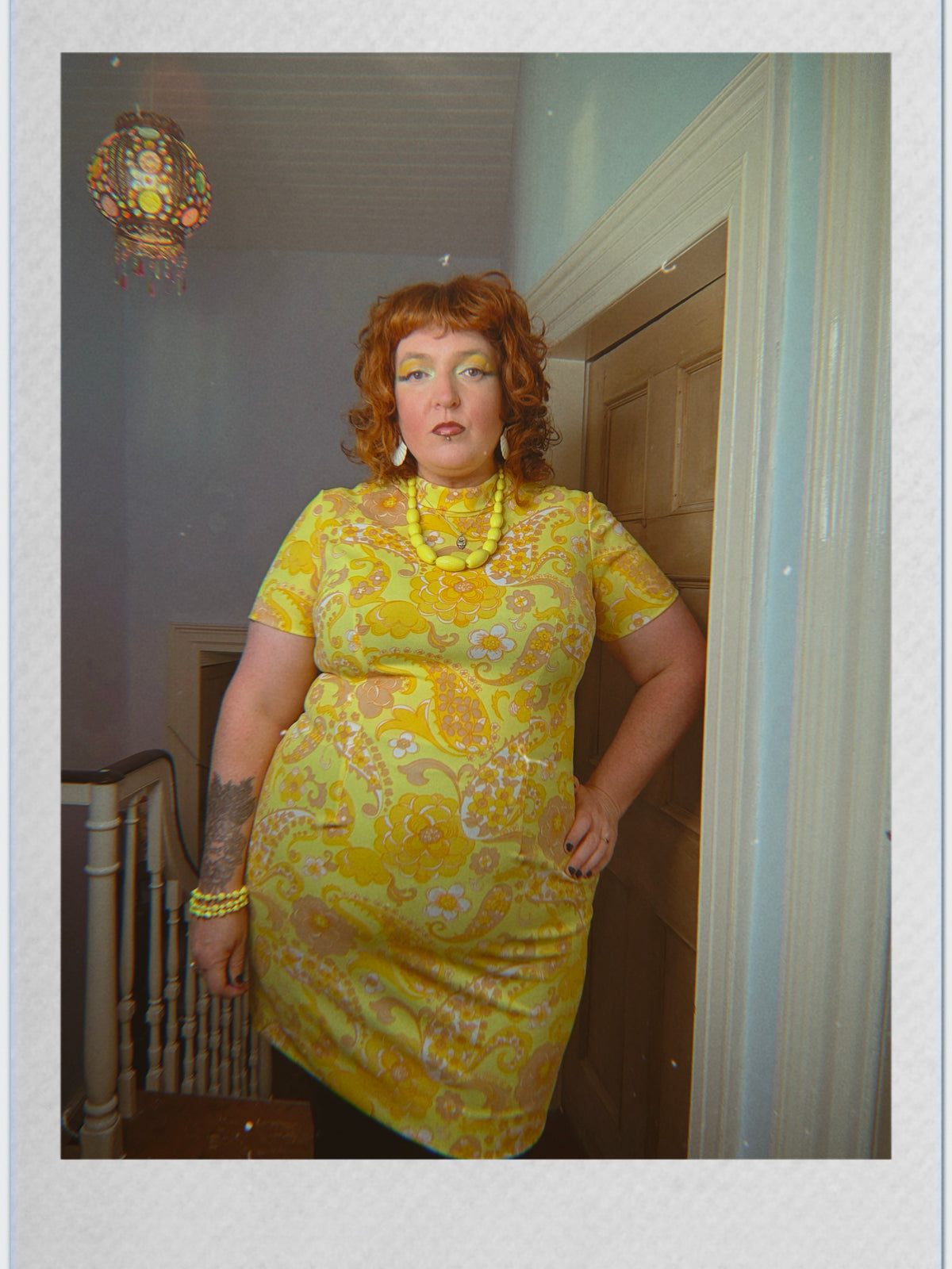 Vintage Mellow Yellow Paisley Shift Dress