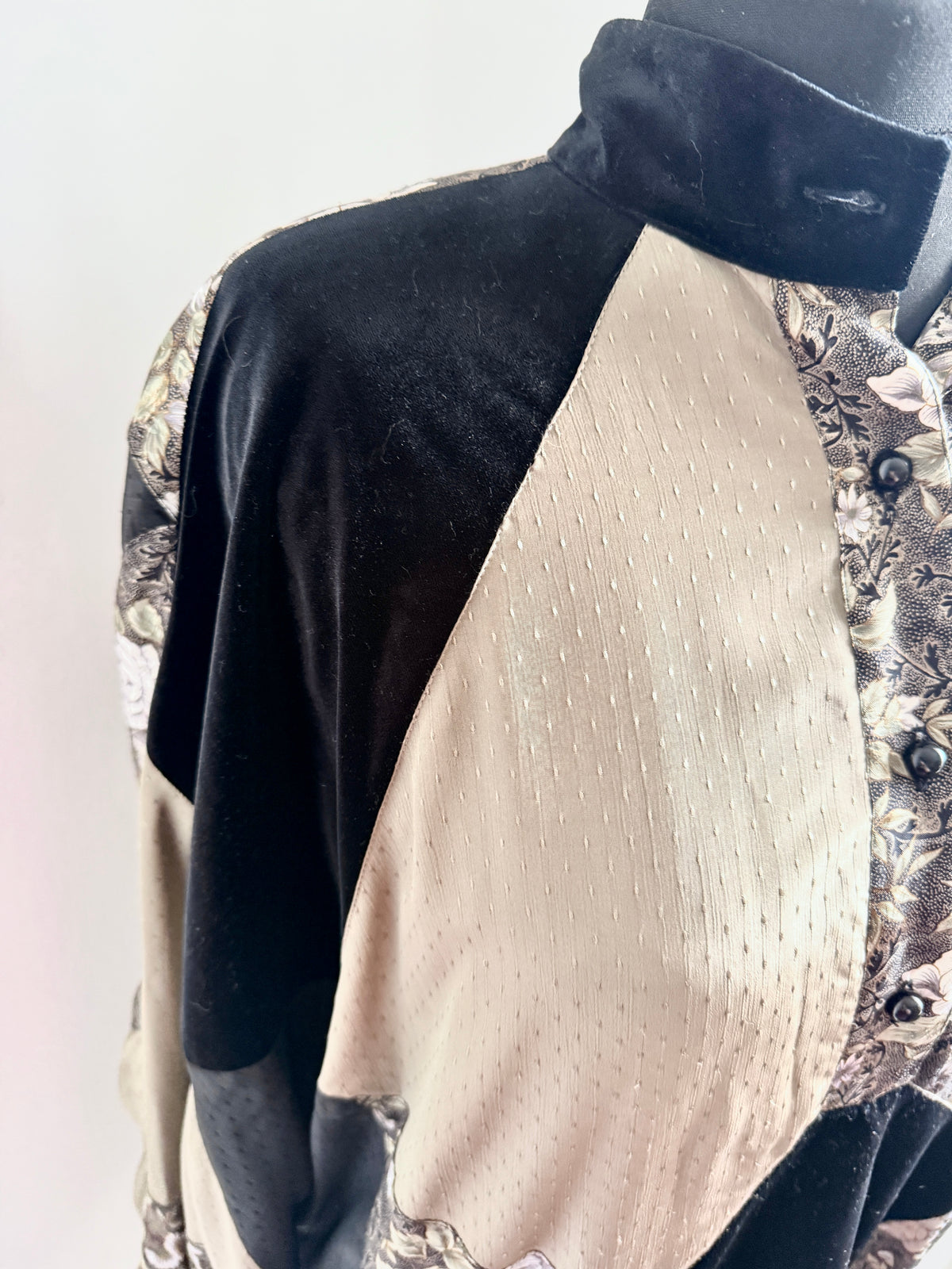 80s Batwing Jacket/Pullover Patchwork Satin & Velvet