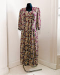 80s Floral Semi Sheer Button Up Dress