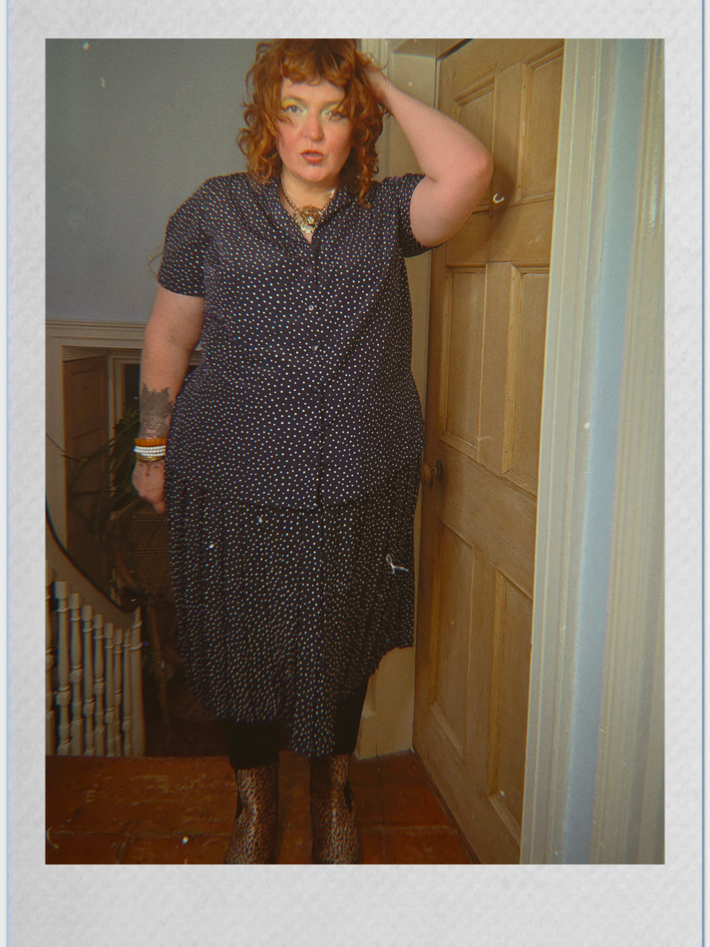 Vintage Navy Polka Dot Two Piece
