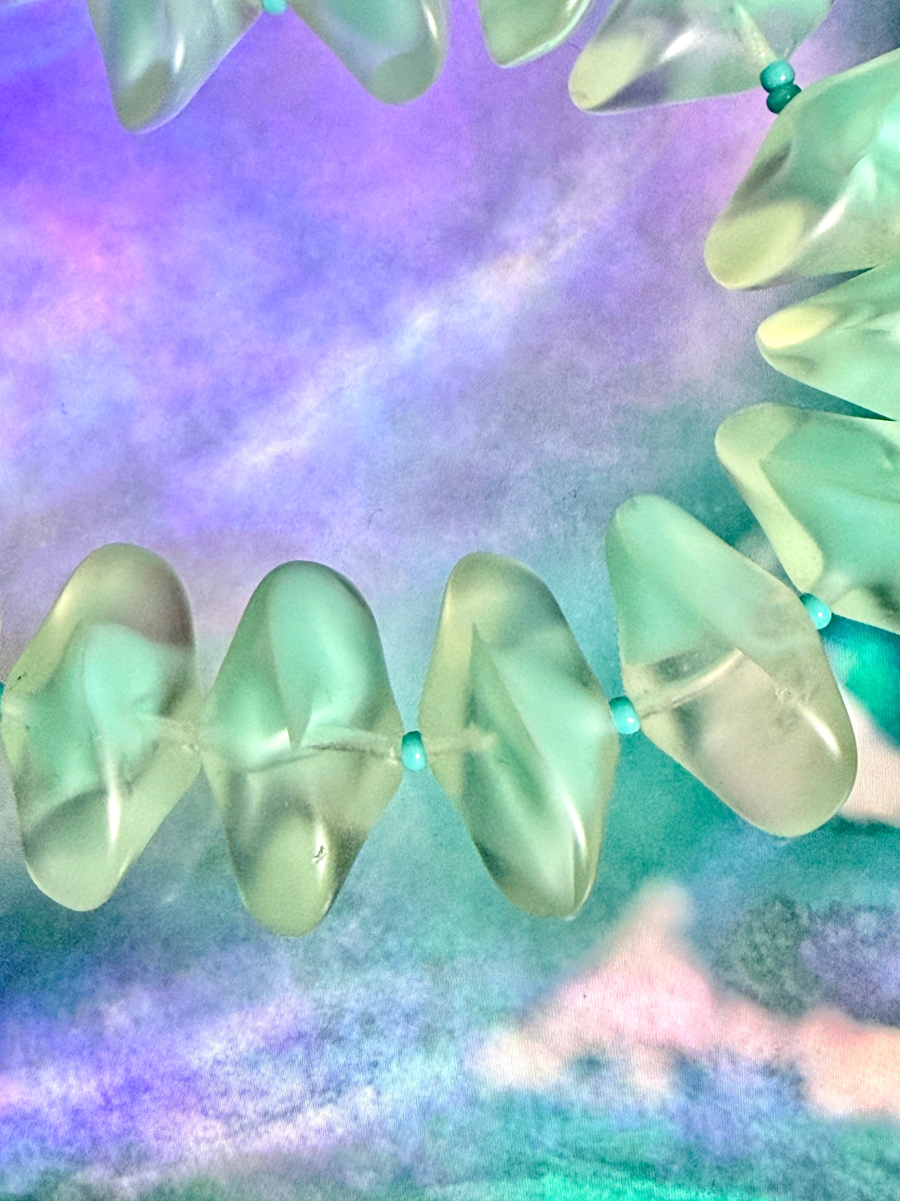Mid-Century Frosted Satin Glass Bead Necklace