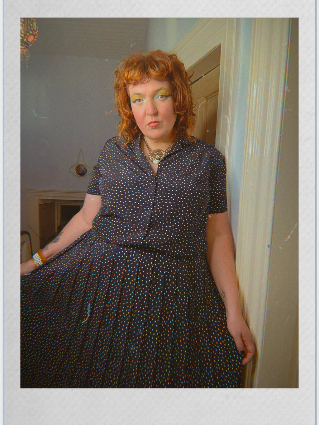Vintage Navy Polka Dot Two Piece