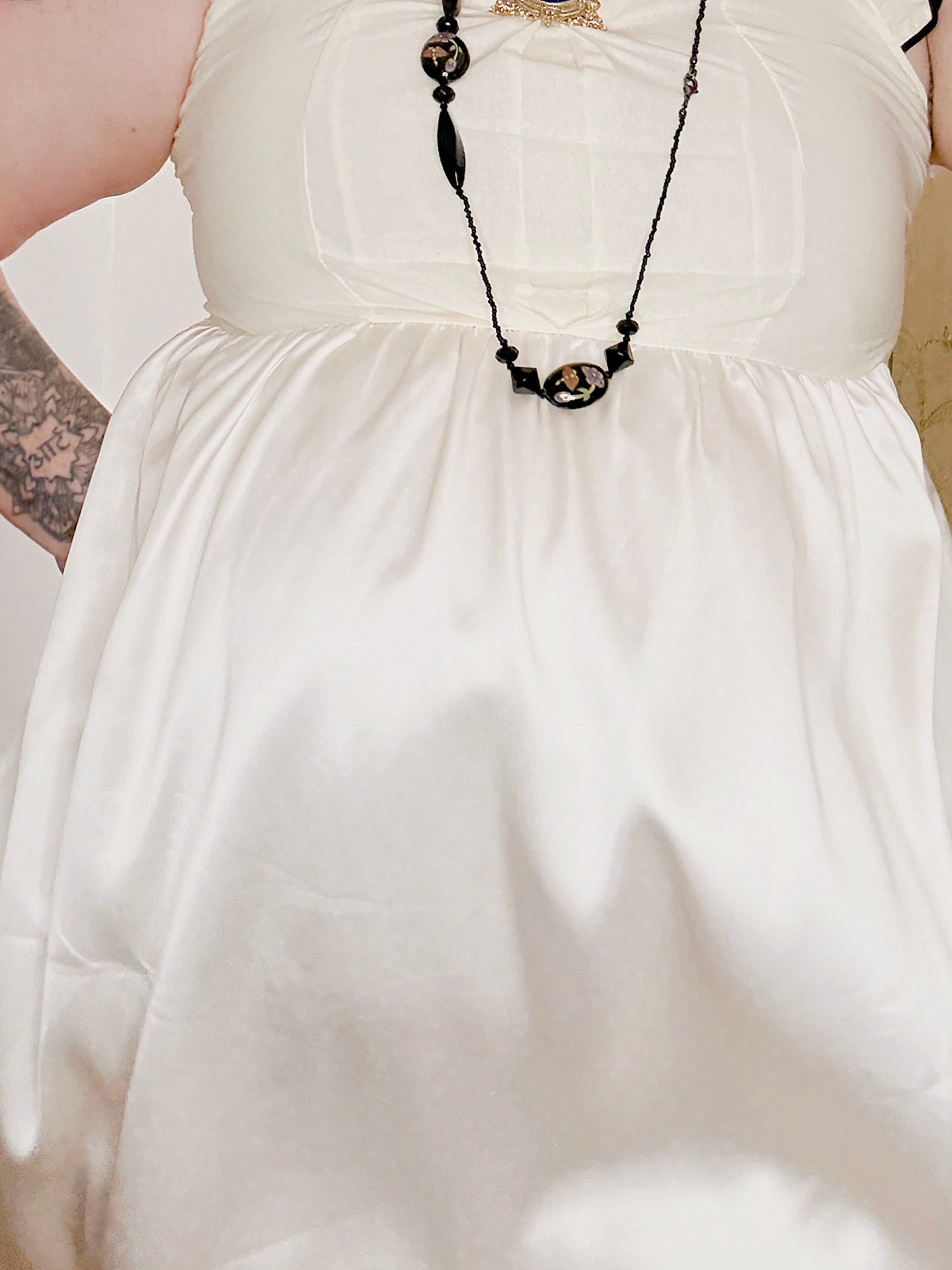 Vintage handmade cream satin dress.