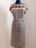 70s Ornate & Striped Midi Dress