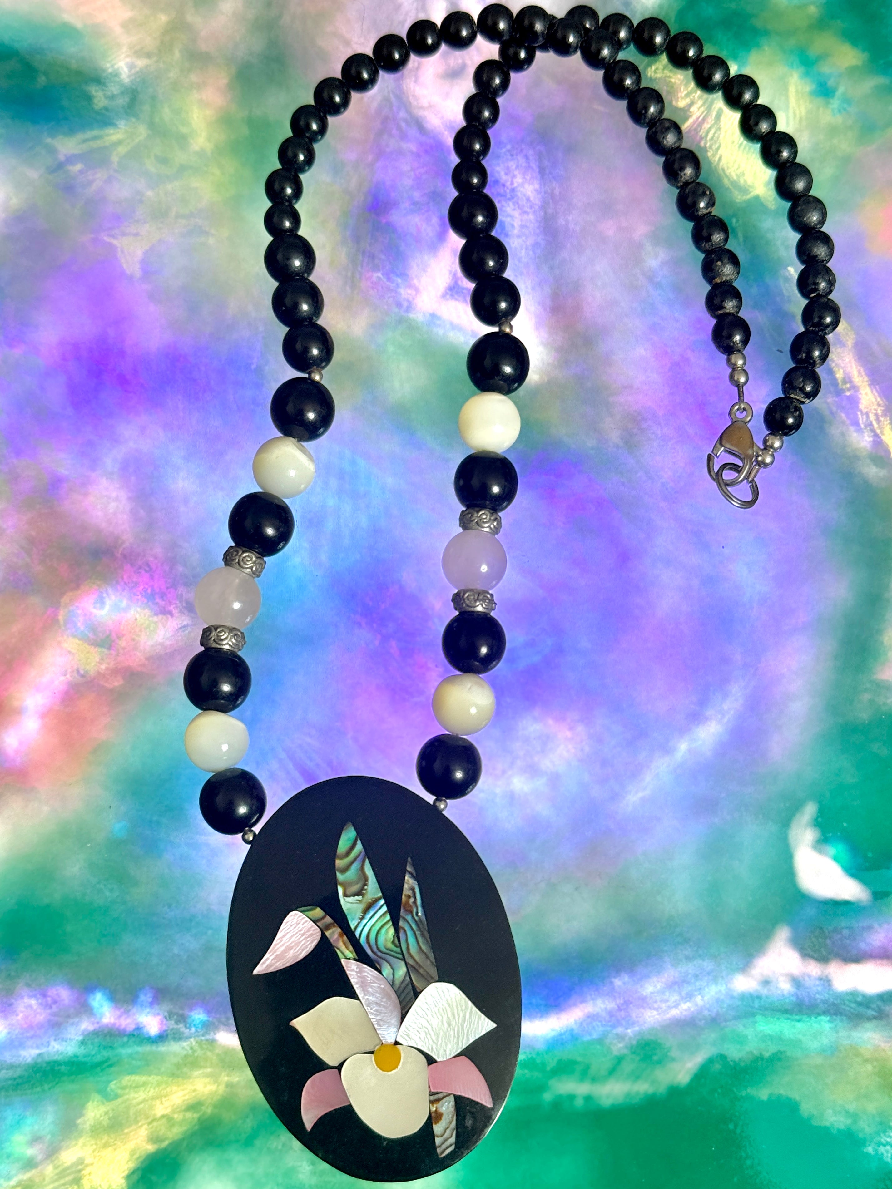 Vintage 80s Lee Sands Orchid Necklace
