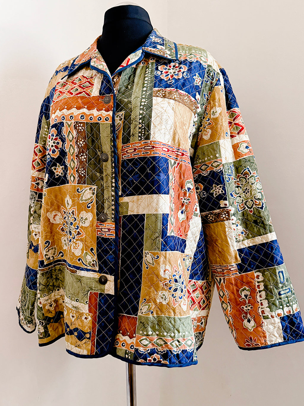 Vintage Silk Patchwork Print Jacket.