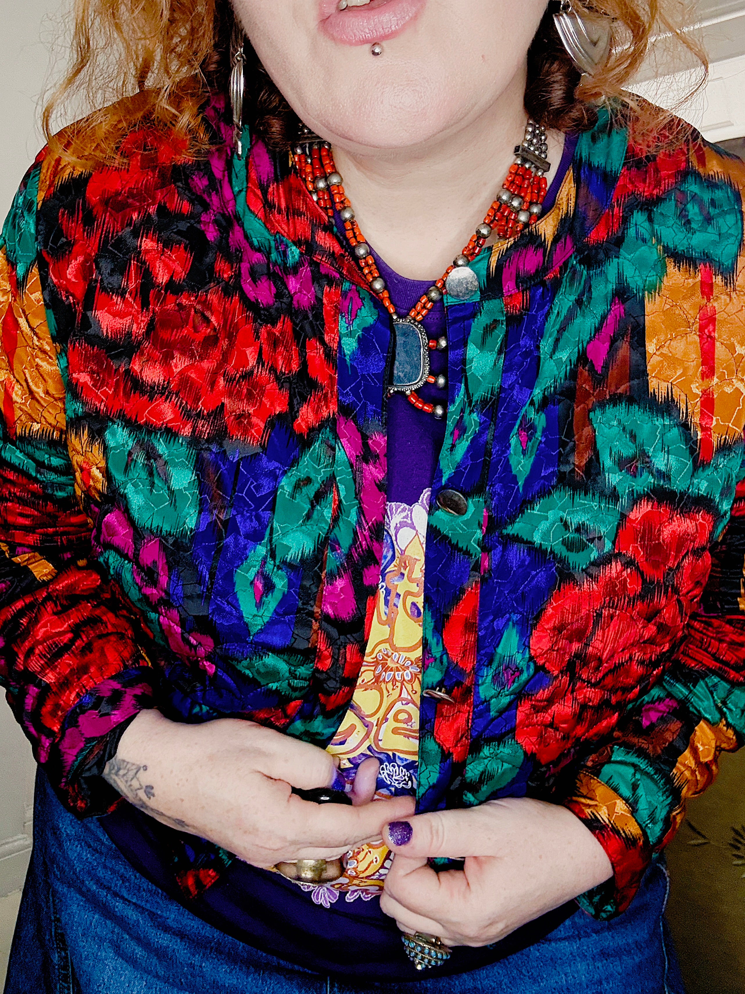 Epic 80’s Cropped Colourful Floral Jacket
