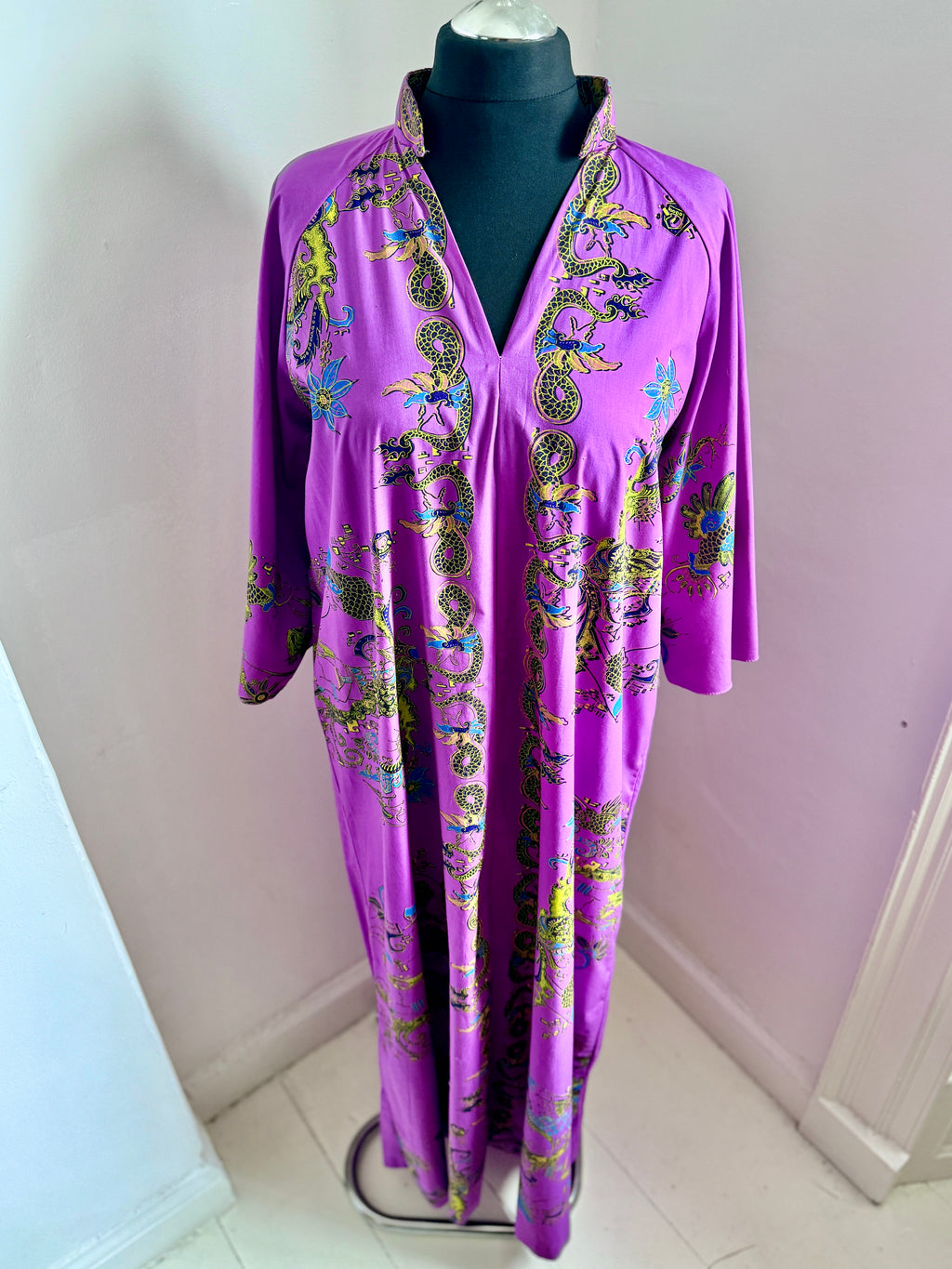 70’s Batik Purple Printed Kaftan
