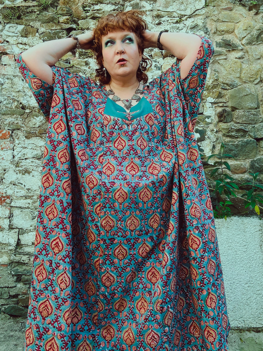 Heart Crafter Block Print & Embroidered Kaftan