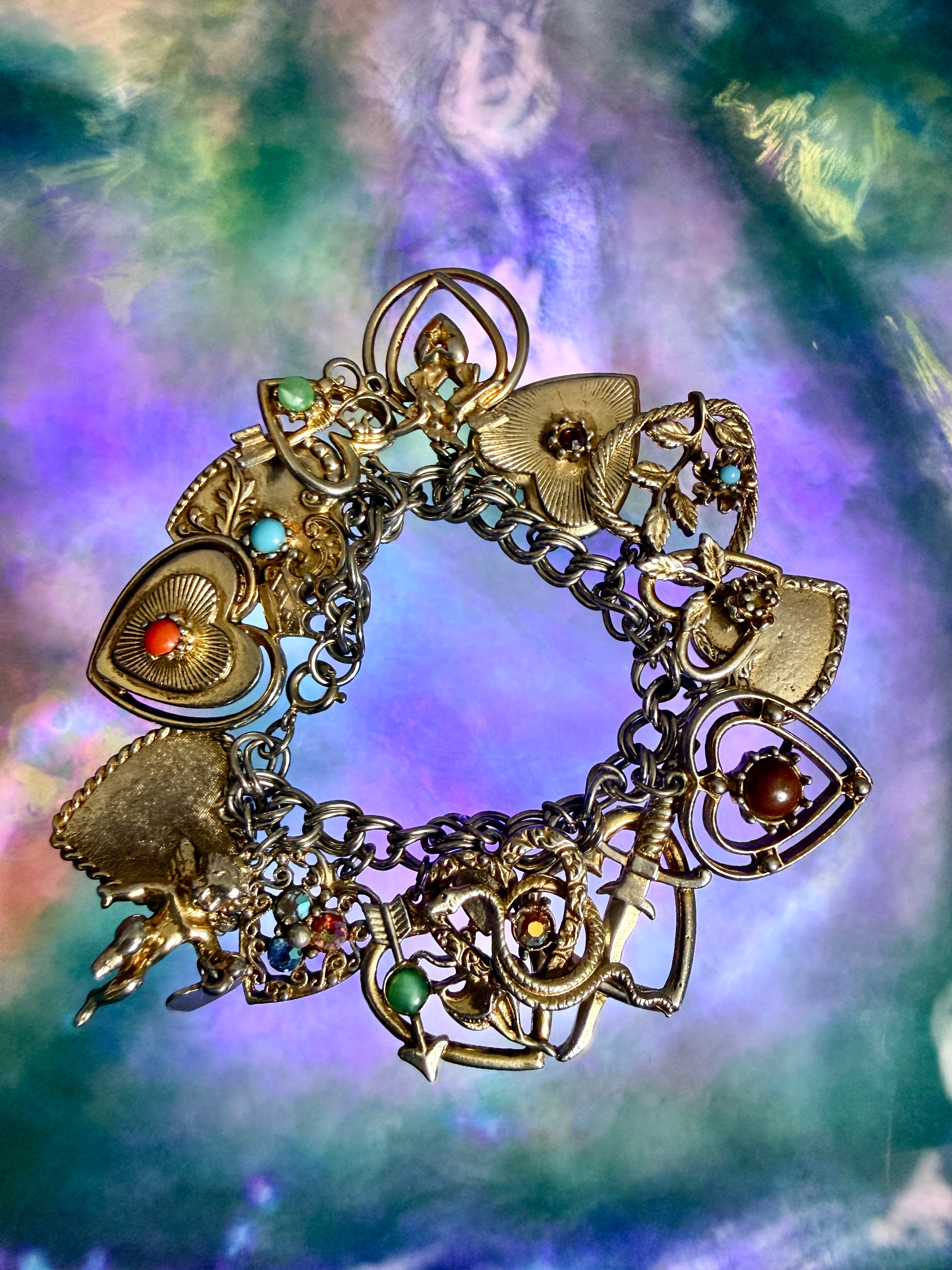 Vintage mid-century sweetheart charm bracelet