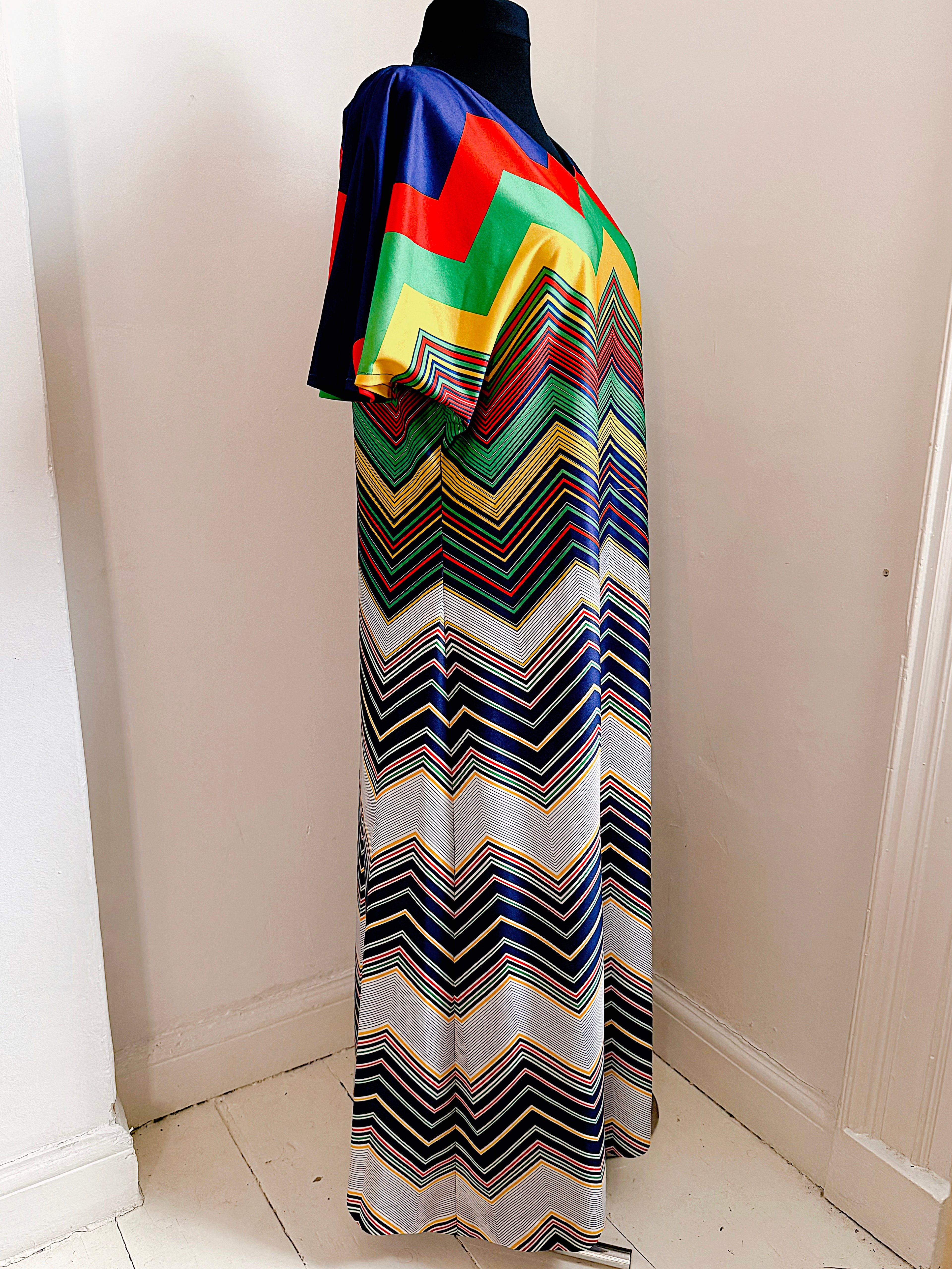 Vintage Colourful Chevron Dress