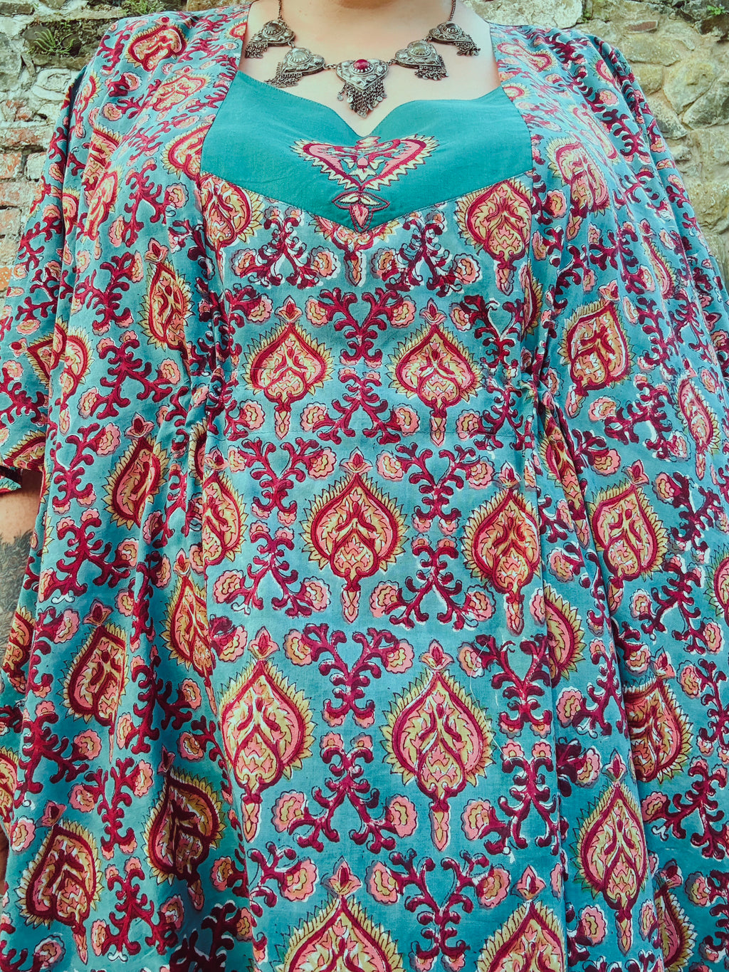 Heart Crafter Block Print & Embroidered Kaftan