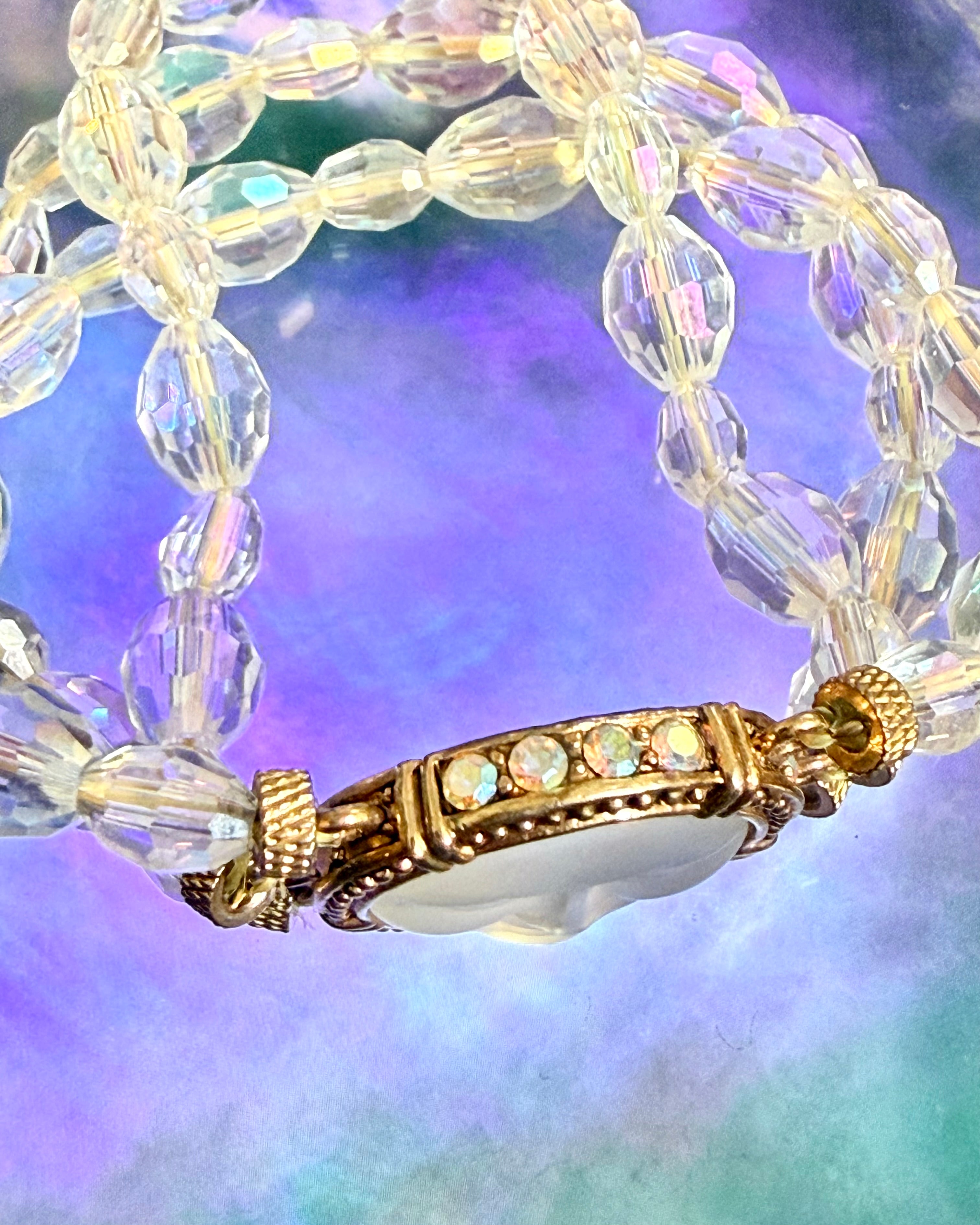 Vintage Kirks Folly Seaview Moon Crystal Beaded Bracelet
