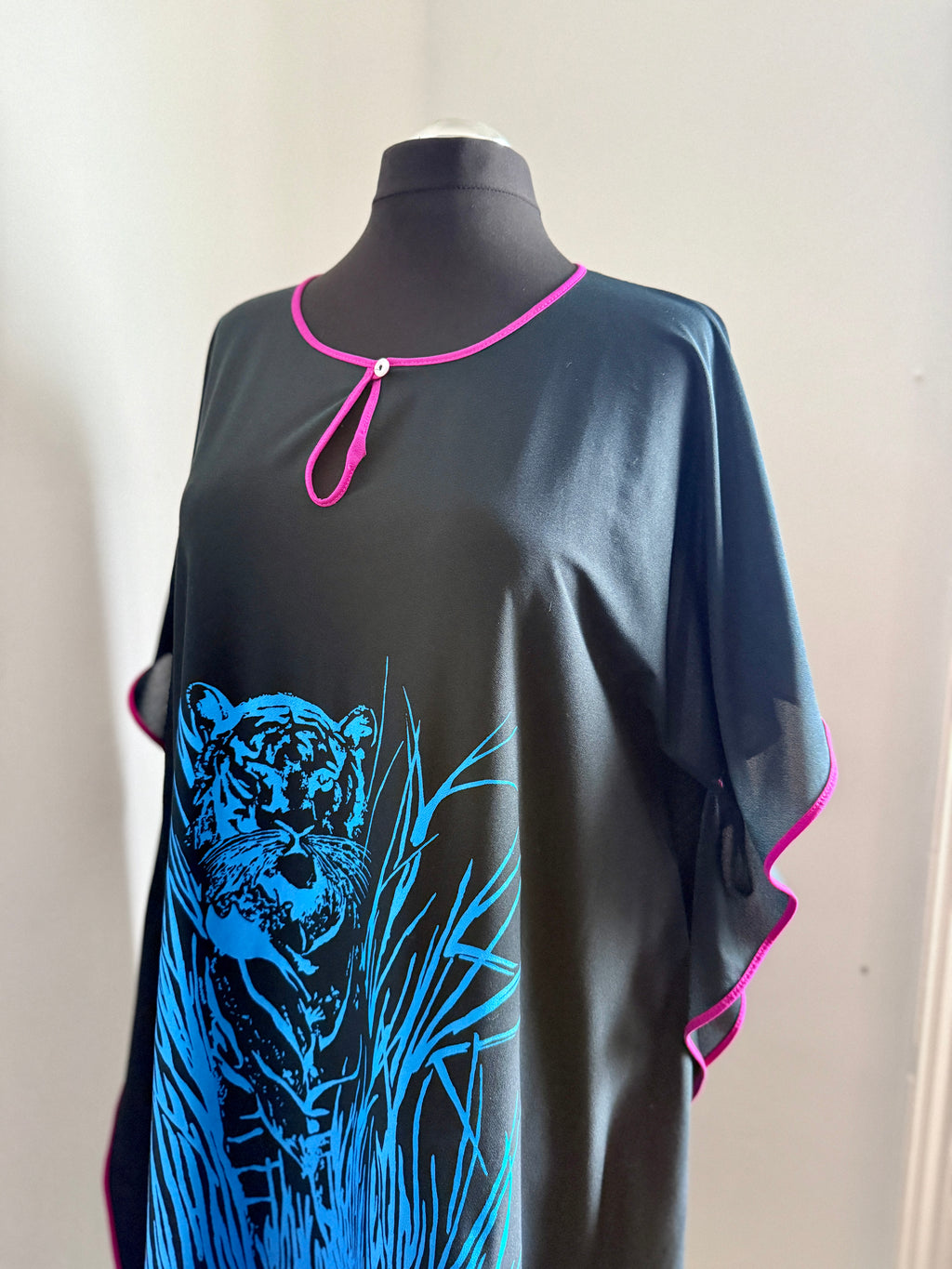 Vintage Semi Sheer Kaftan with Tiger Print