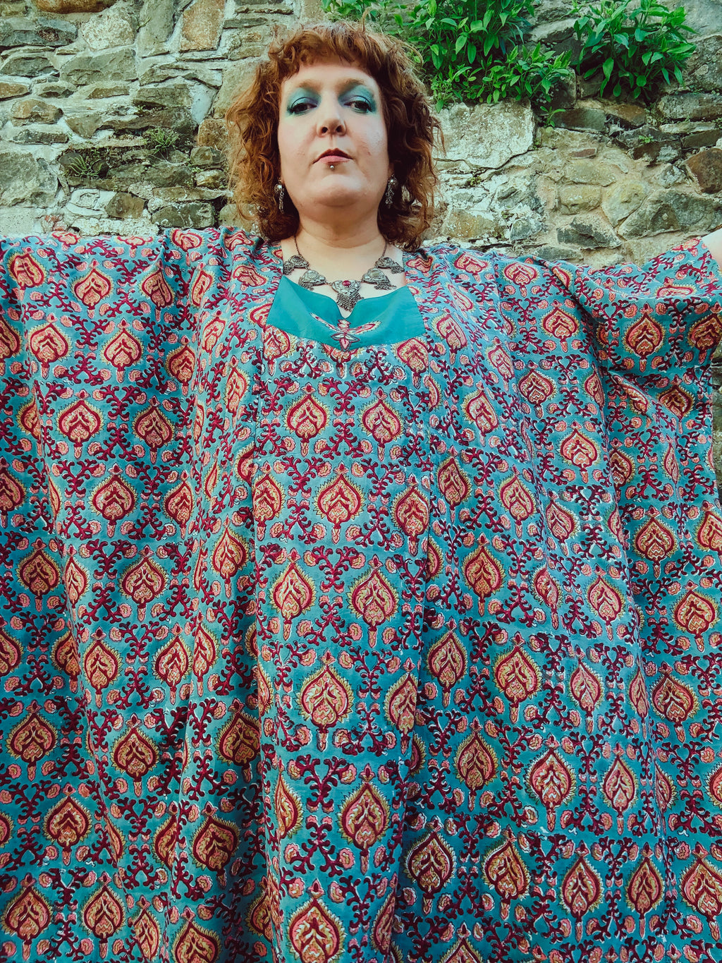 Heart Crafter Block Print & Embroidered Kaftan