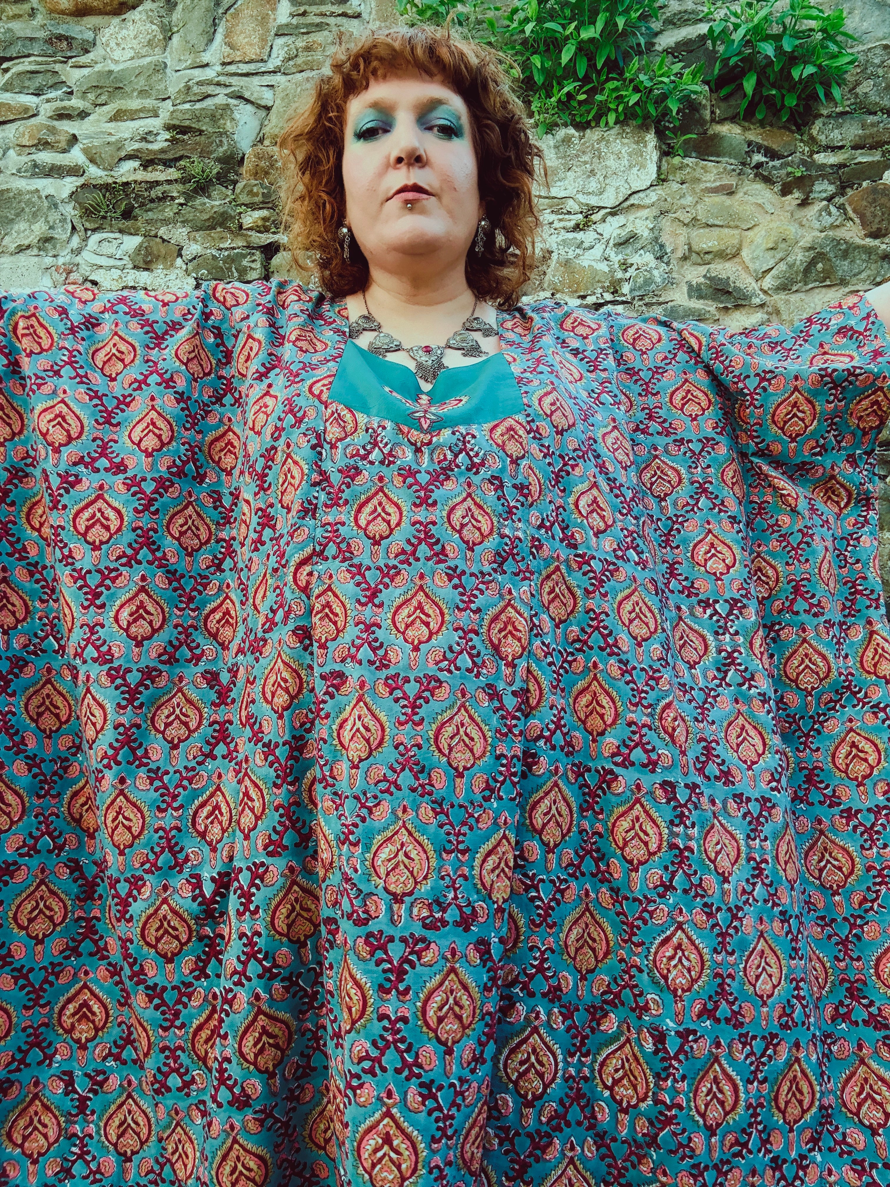 Heart Crafter Block Print & Embroidered Kaftan