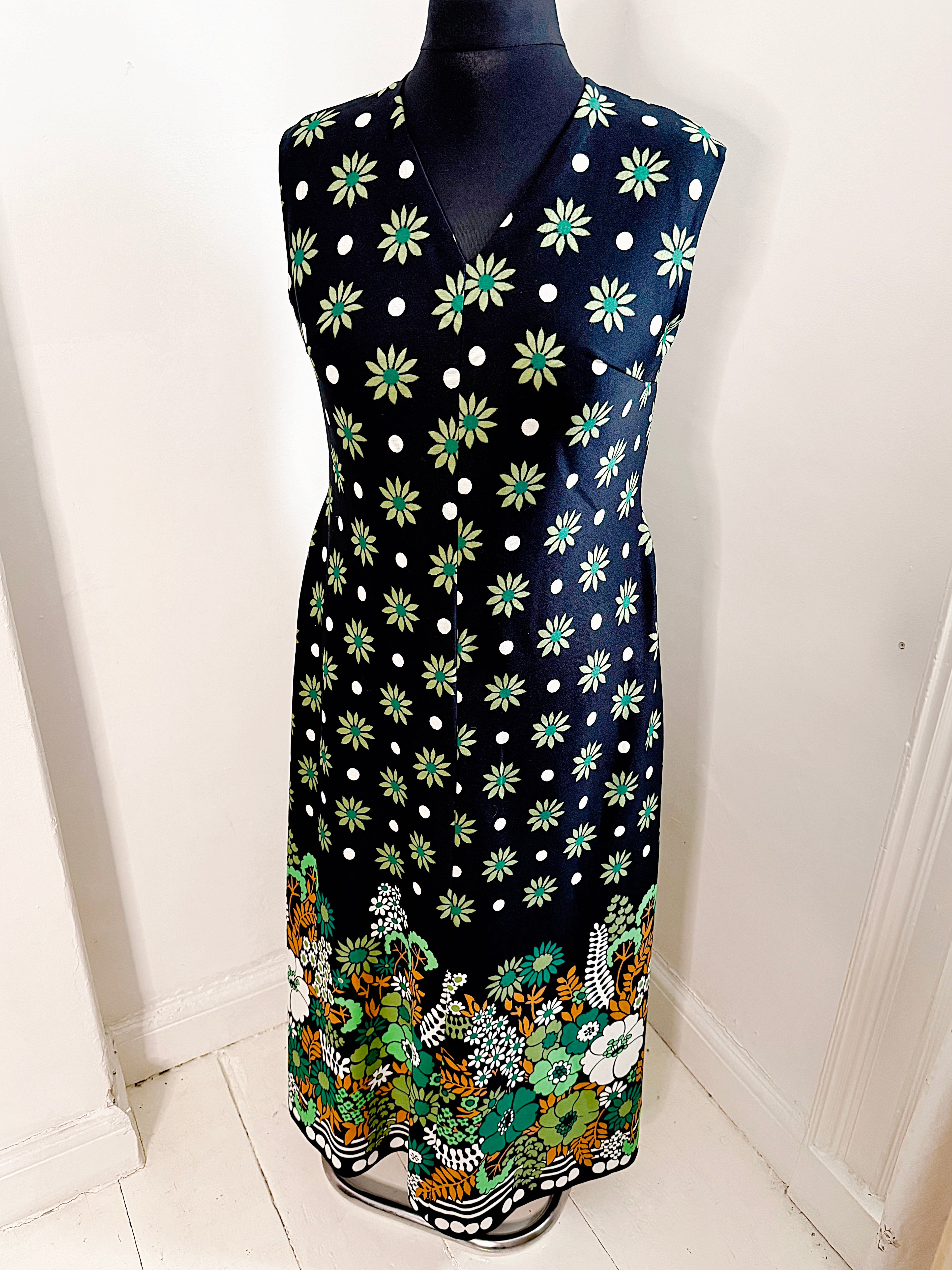 70s Flower Power Vintage Maxi Dress