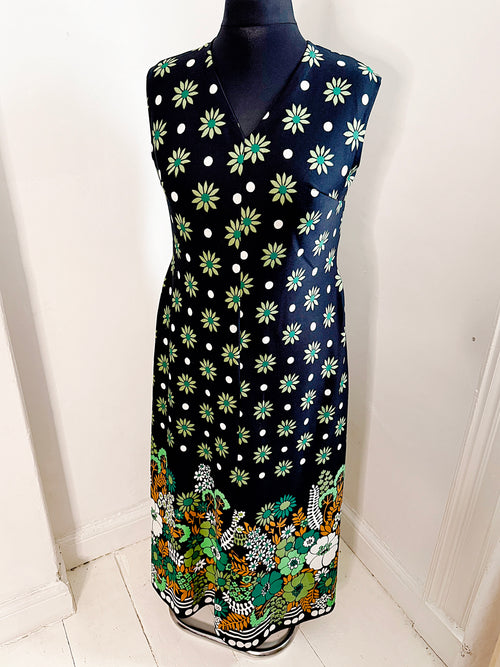 70s Flower Power Vintage Maxi Dress