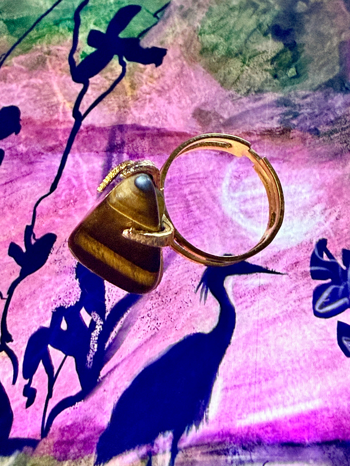 Vintage Tiger's Eye Adjustable Statement Ring