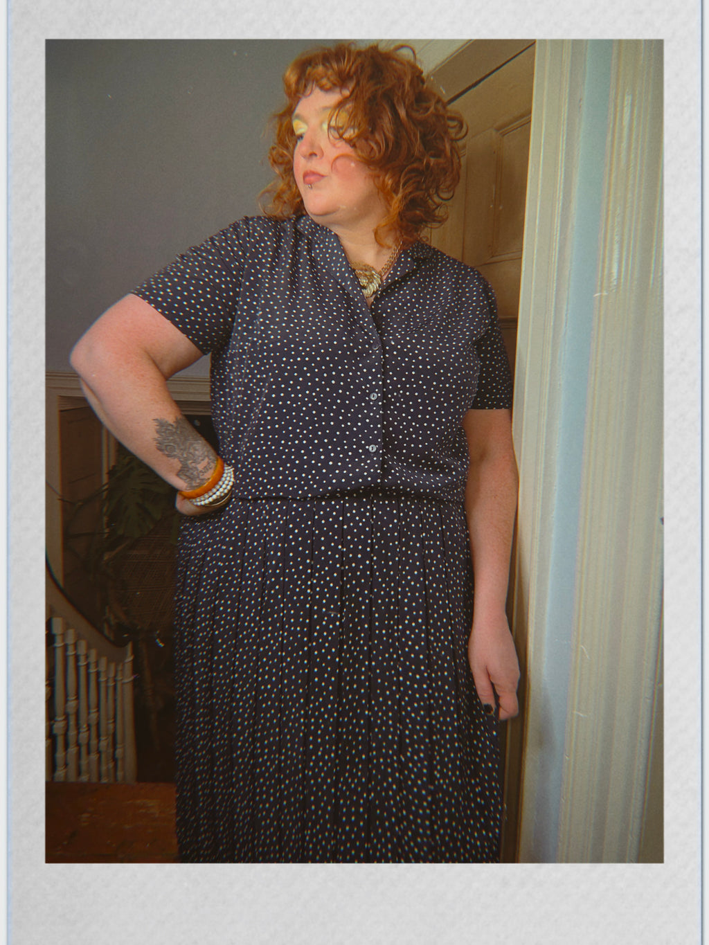 Vintage Navy Polka Dot Two Piece