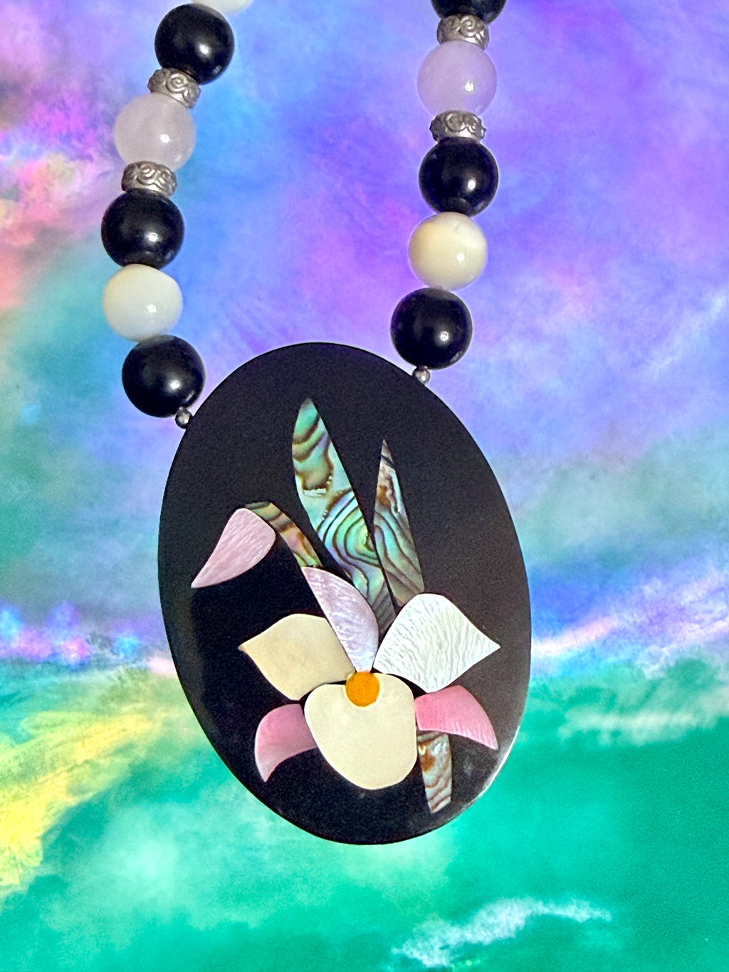 Vintage 80s Lee Sands Orchid Necklace