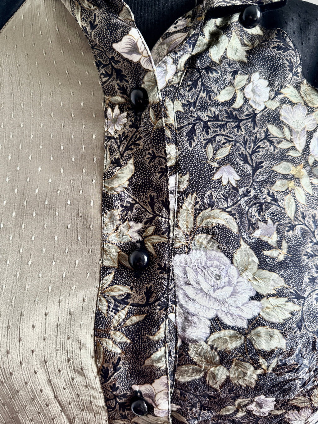 80s Batwing Jacket/Pullover Patchwork Satin & Velvet