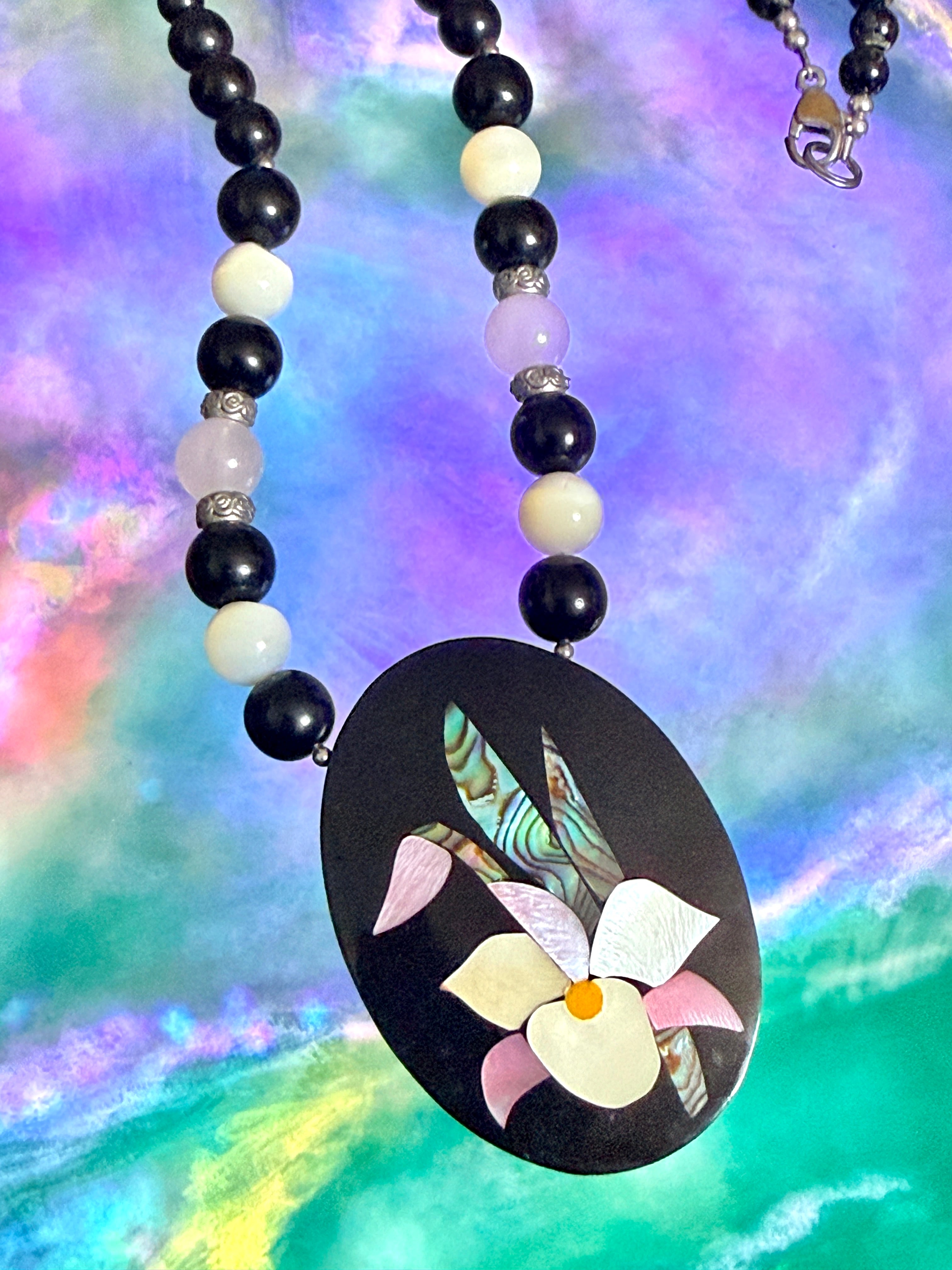 Vintage 80s Lee Sands Orchid Necklace