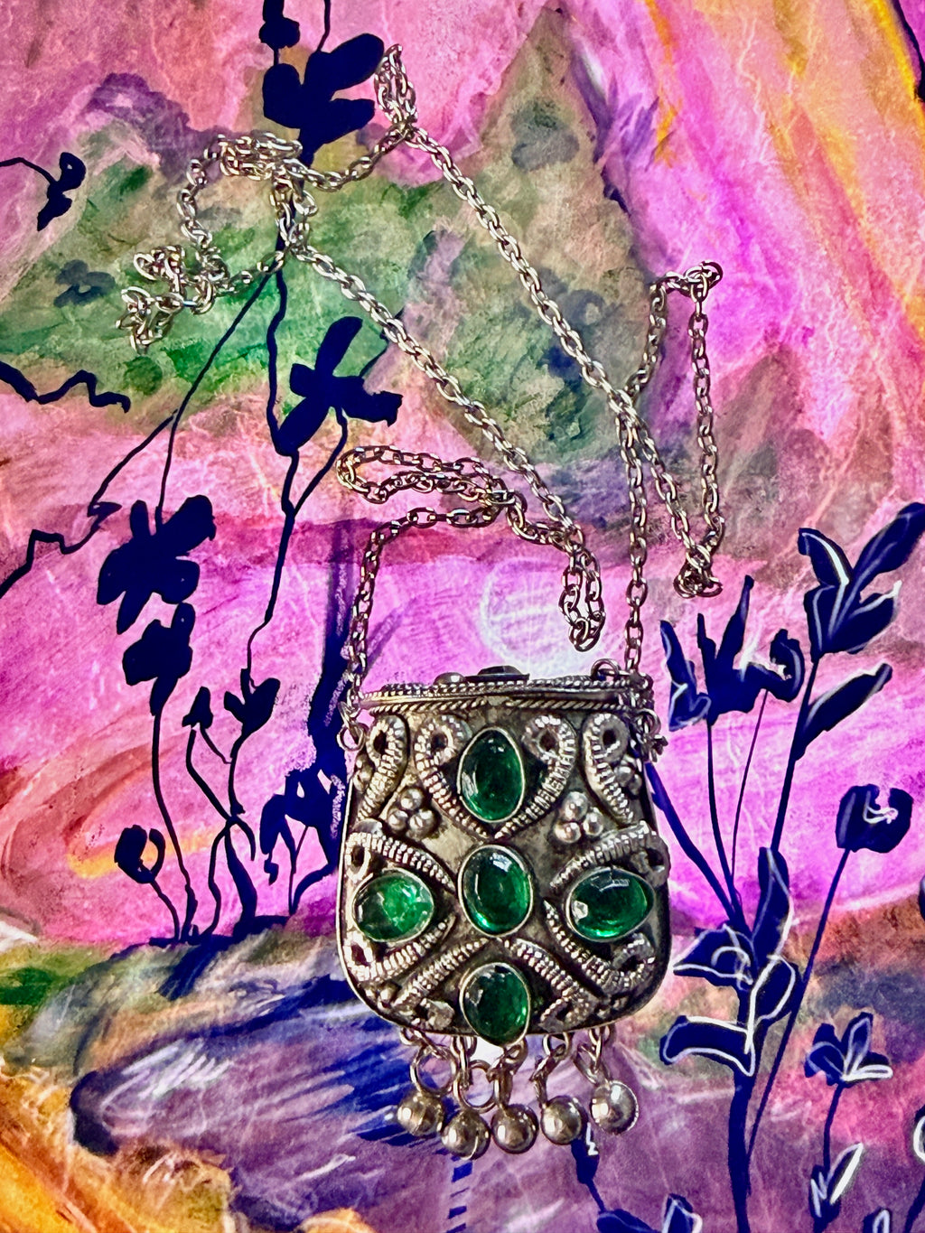 Sajai style Metal Coin Purse Necklace