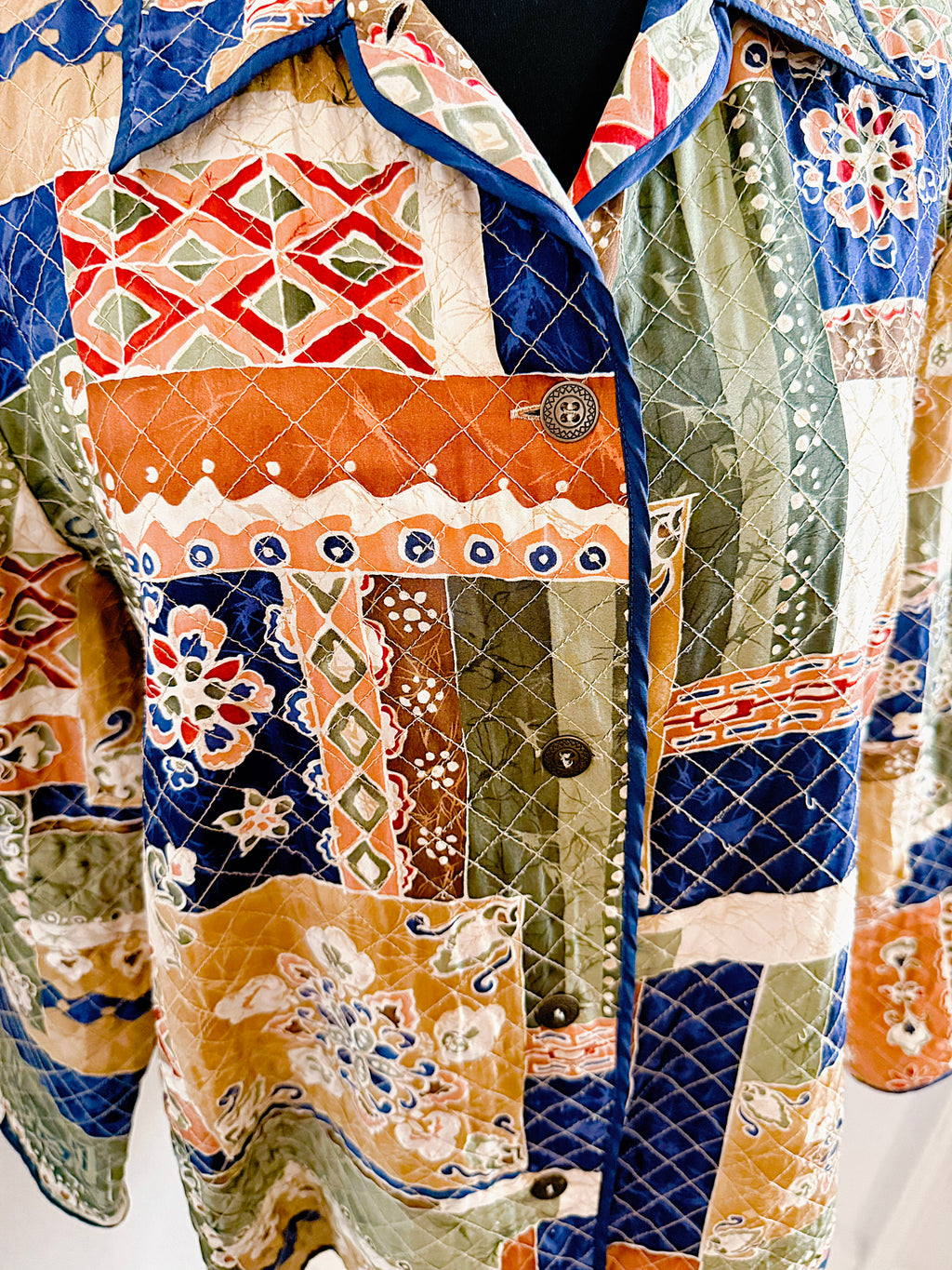 Vintage Silk Patchwork Print Jacket.