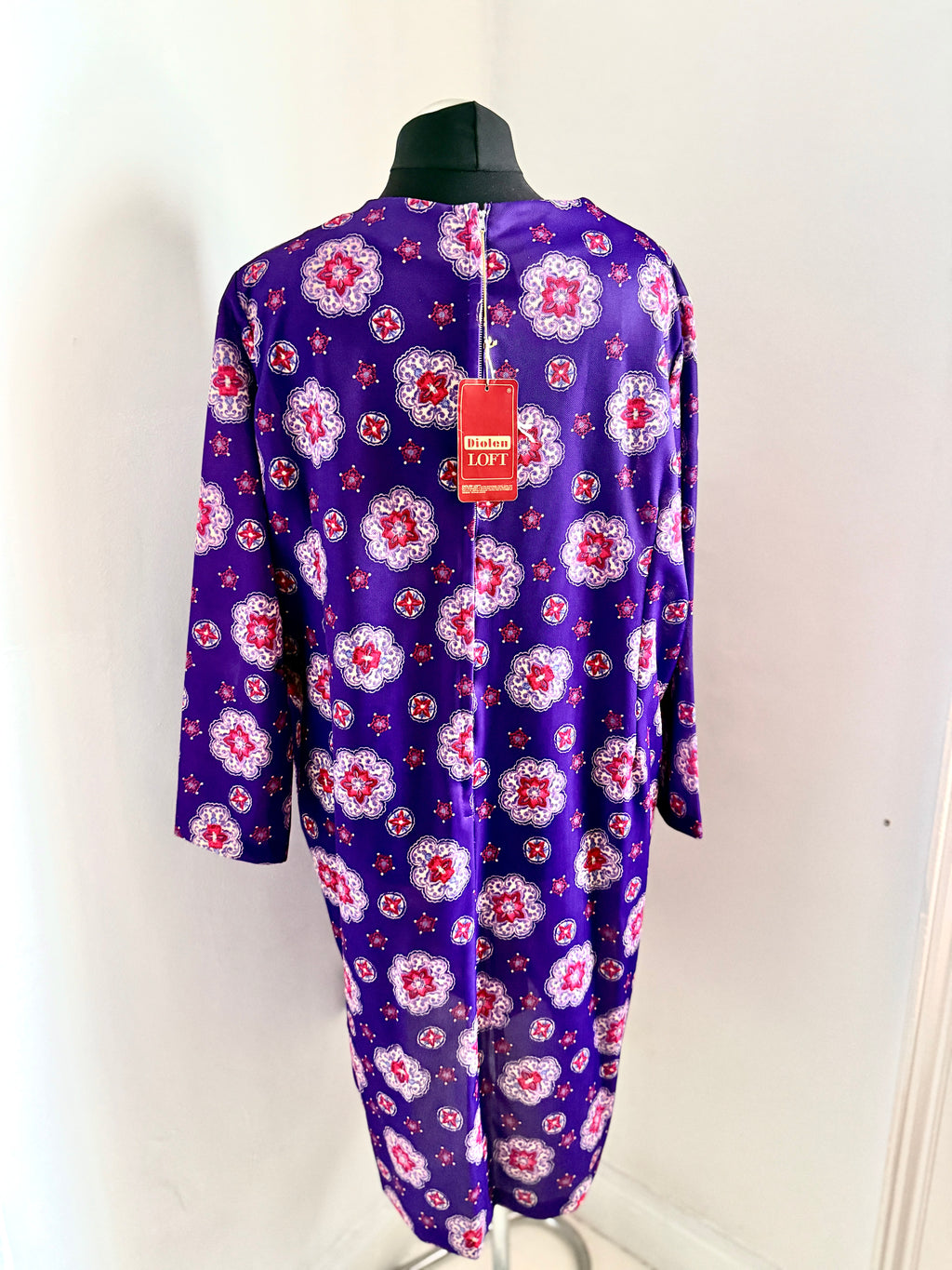 60s Crimped Purple Shift Dress with Tags