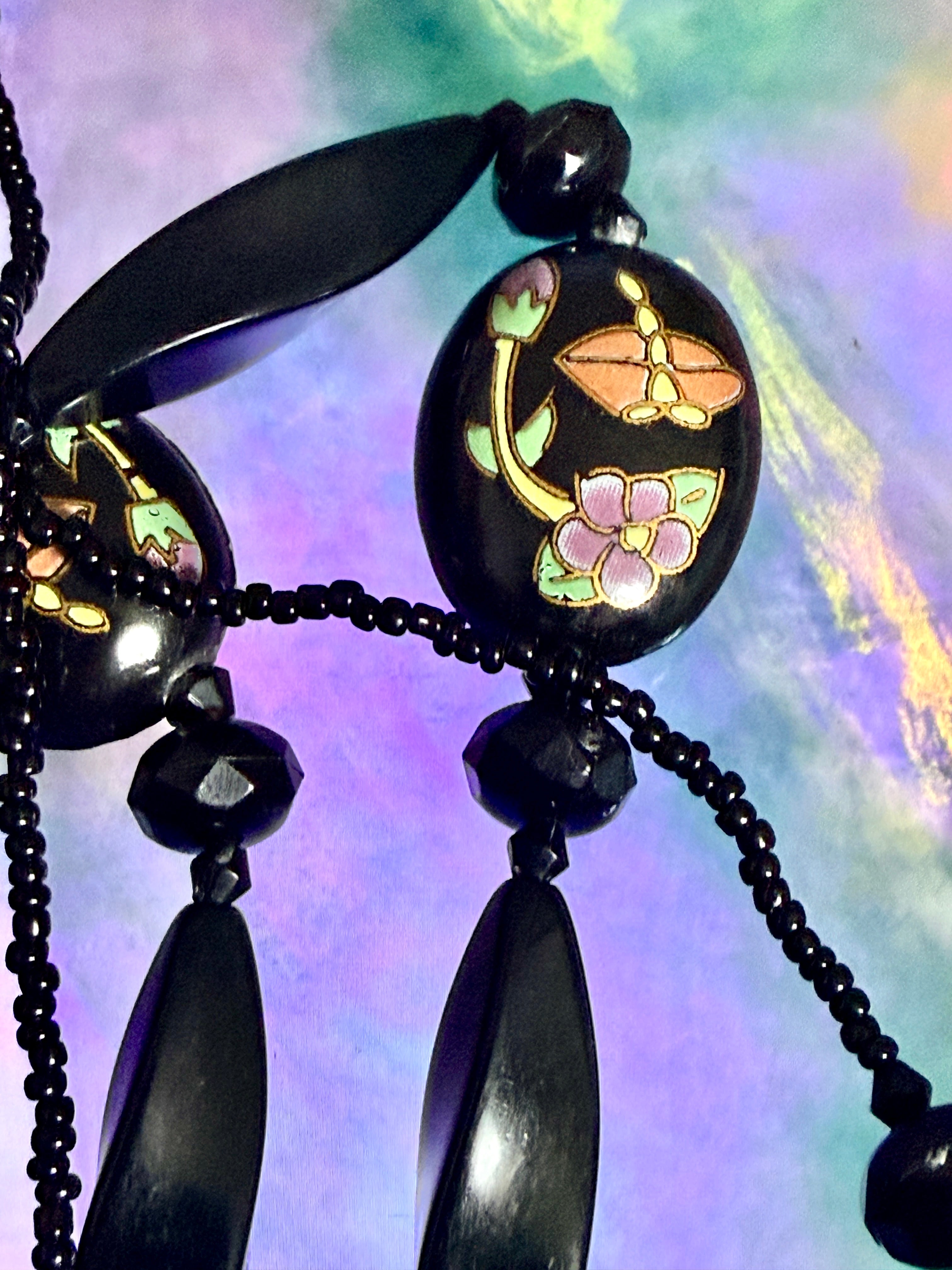 Long Acrylic Bead Floral Necklace