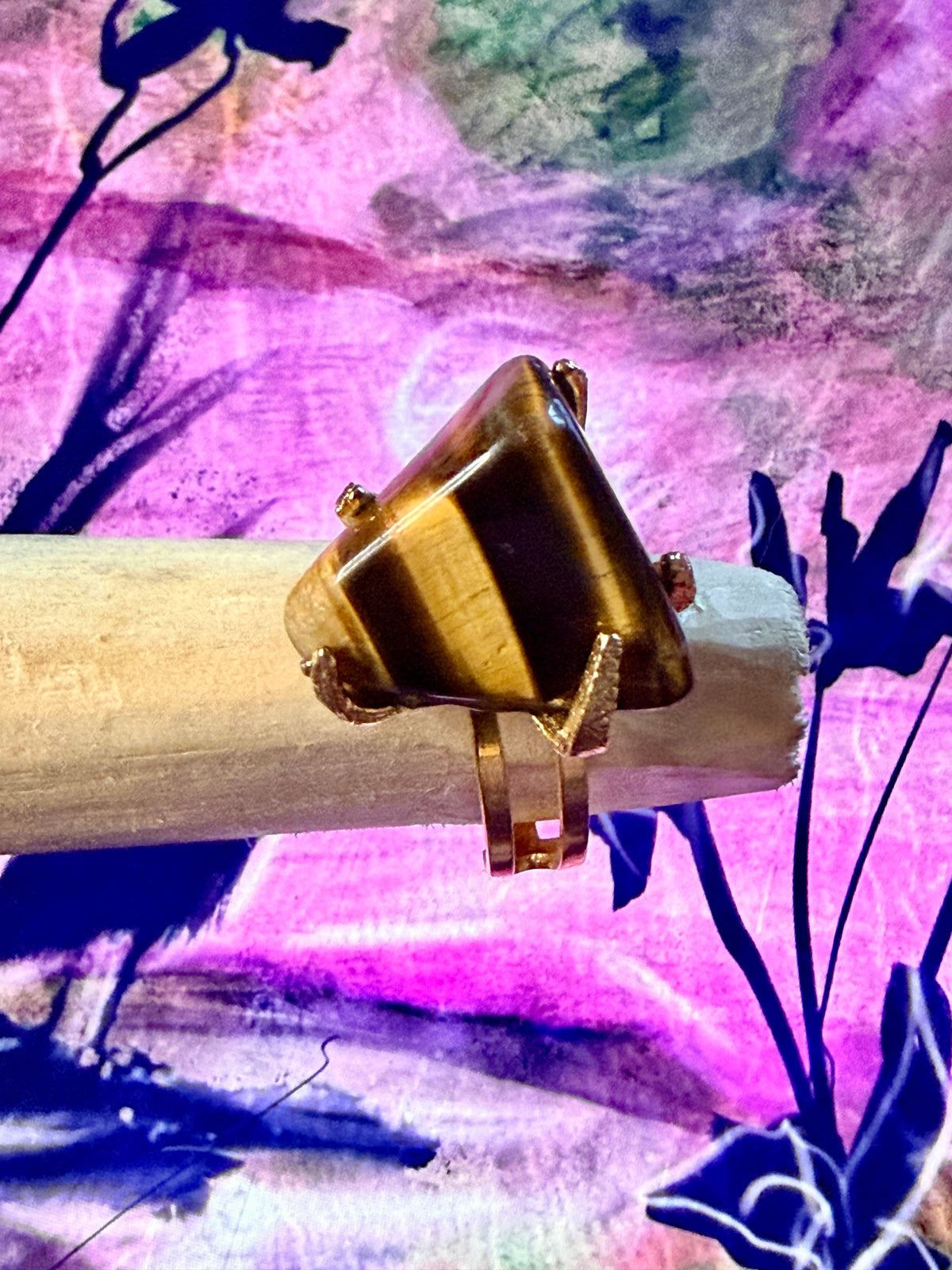 Vintage Tiger's Eye Adjustable Statement Ring