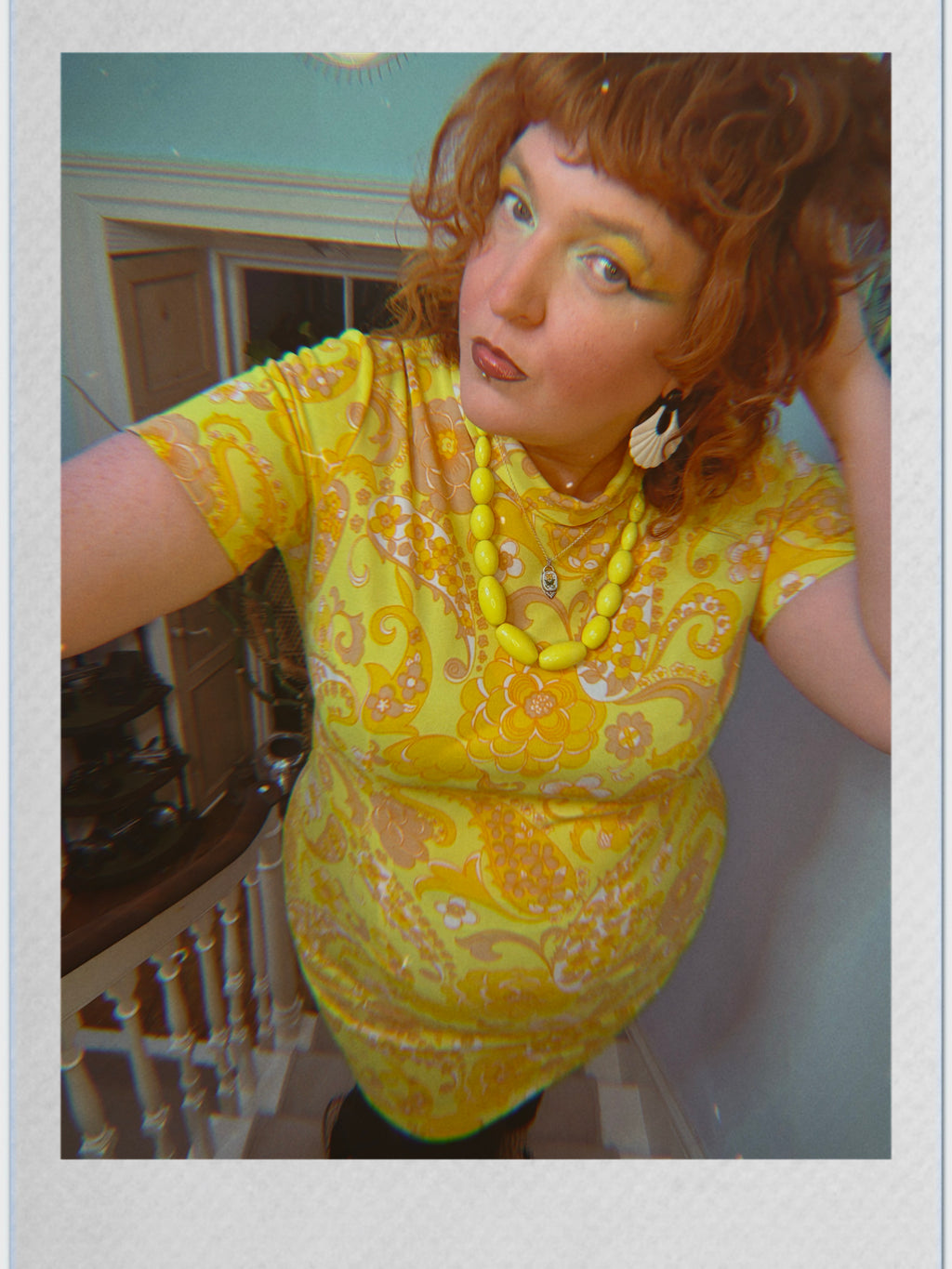 Vintage Mellow Yellow Paisley Shift Dress