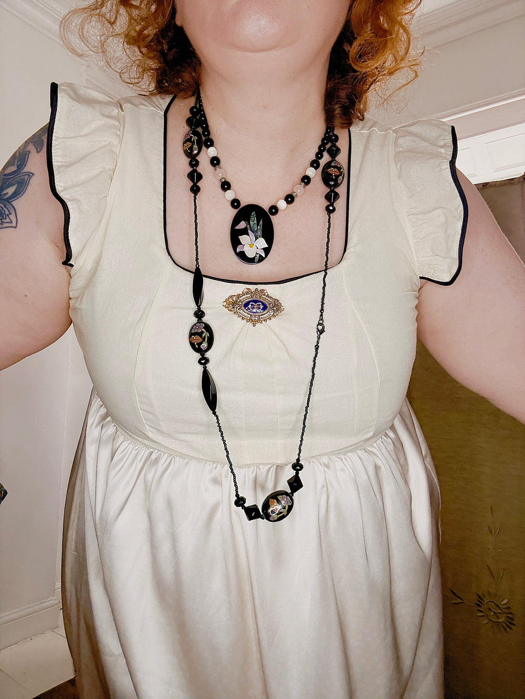 Vintage handmade cream satin dress.