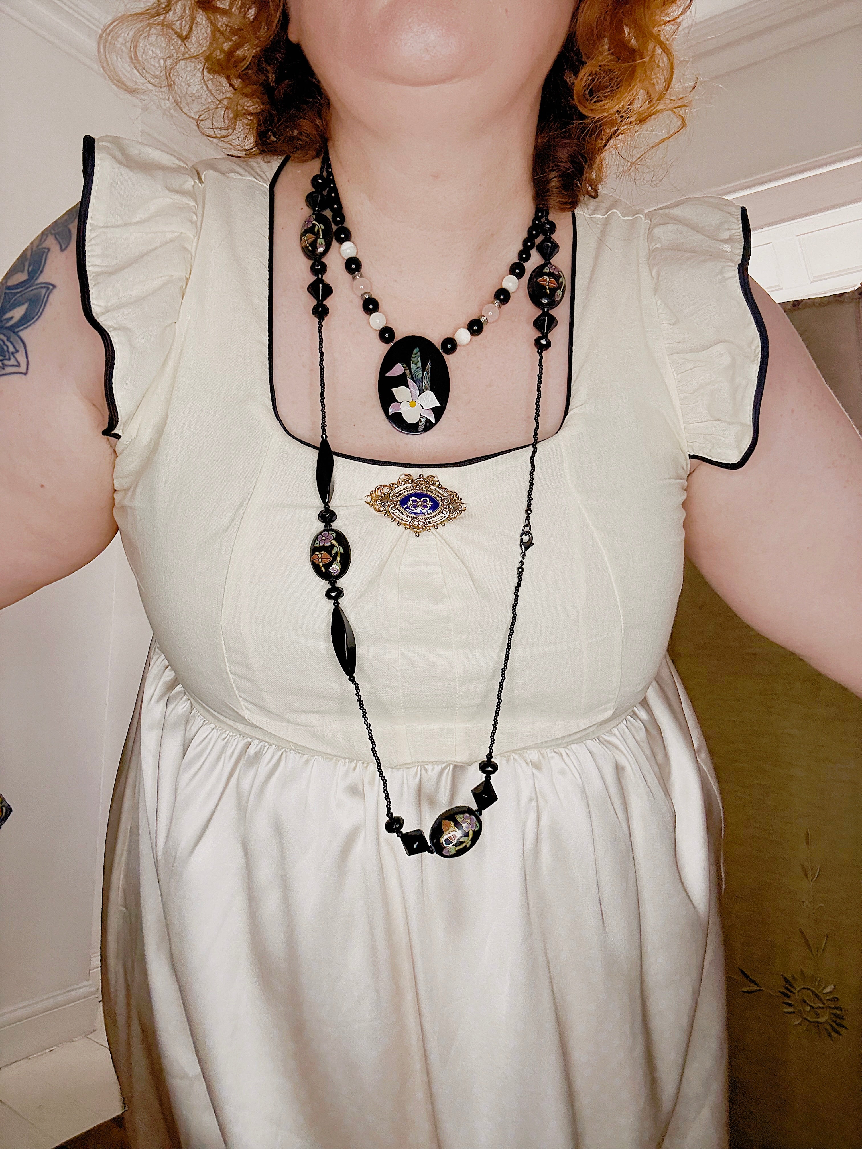 Vintage handmade cream satin dress.