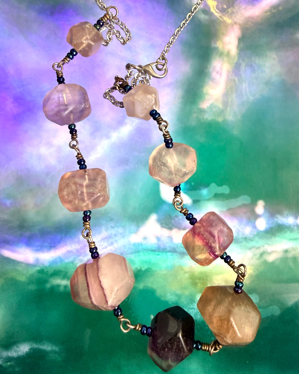 Chunky vintage gemstone necklace.