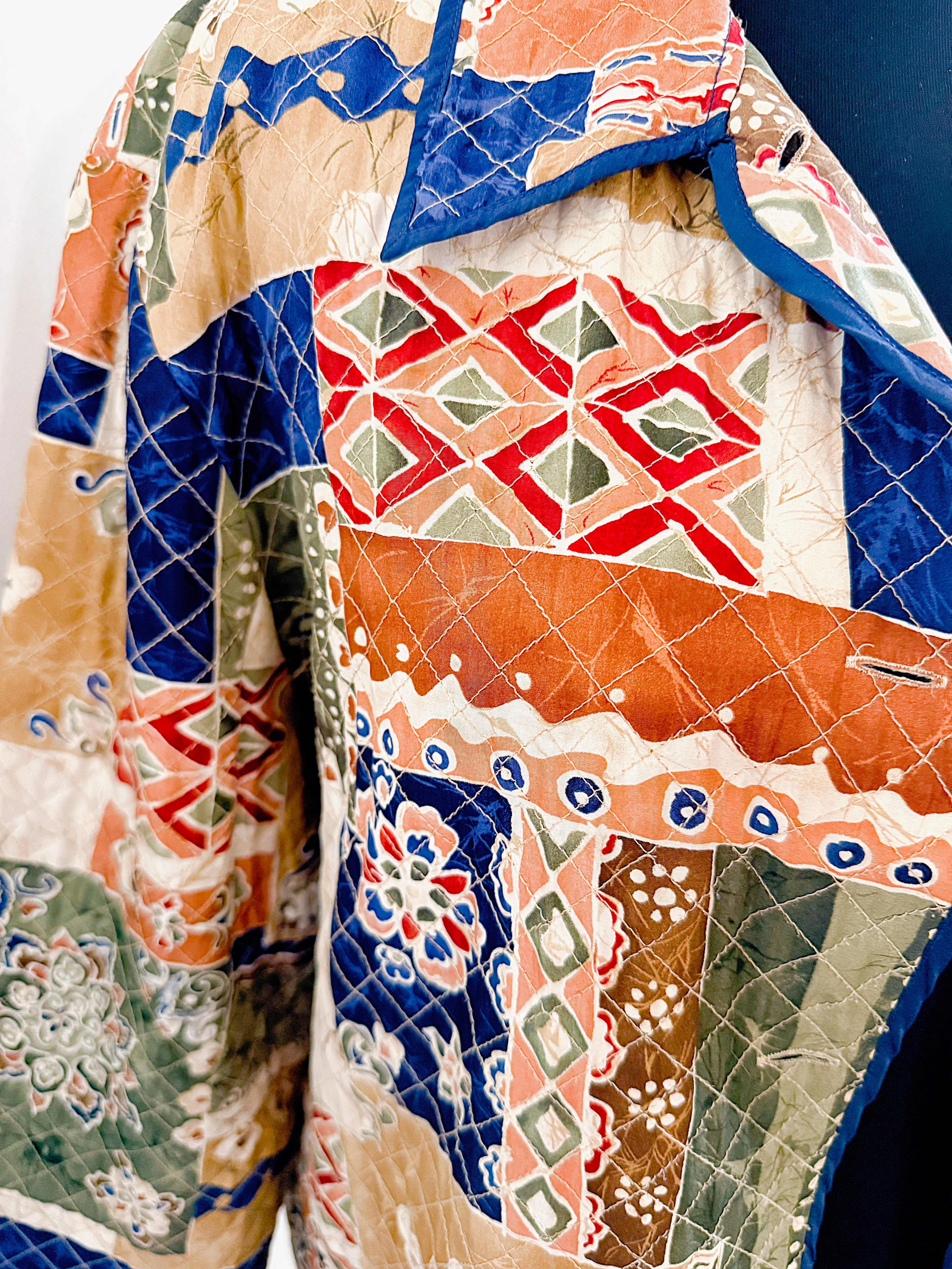 Vintage Silk Patchwork Print Jacket.