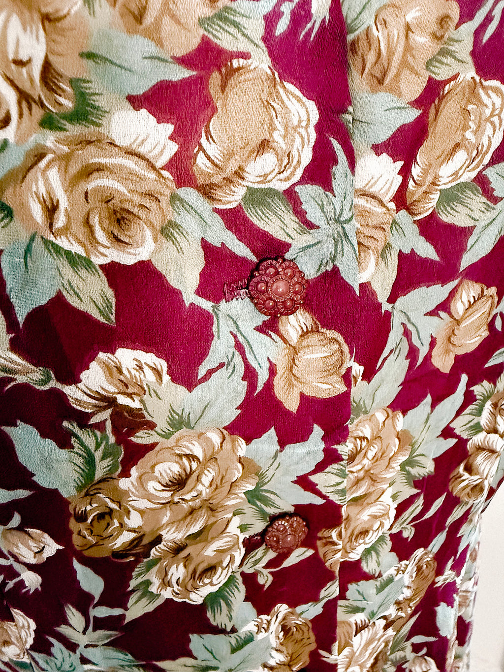 80s Floral Semi Sheer Button Up Dress