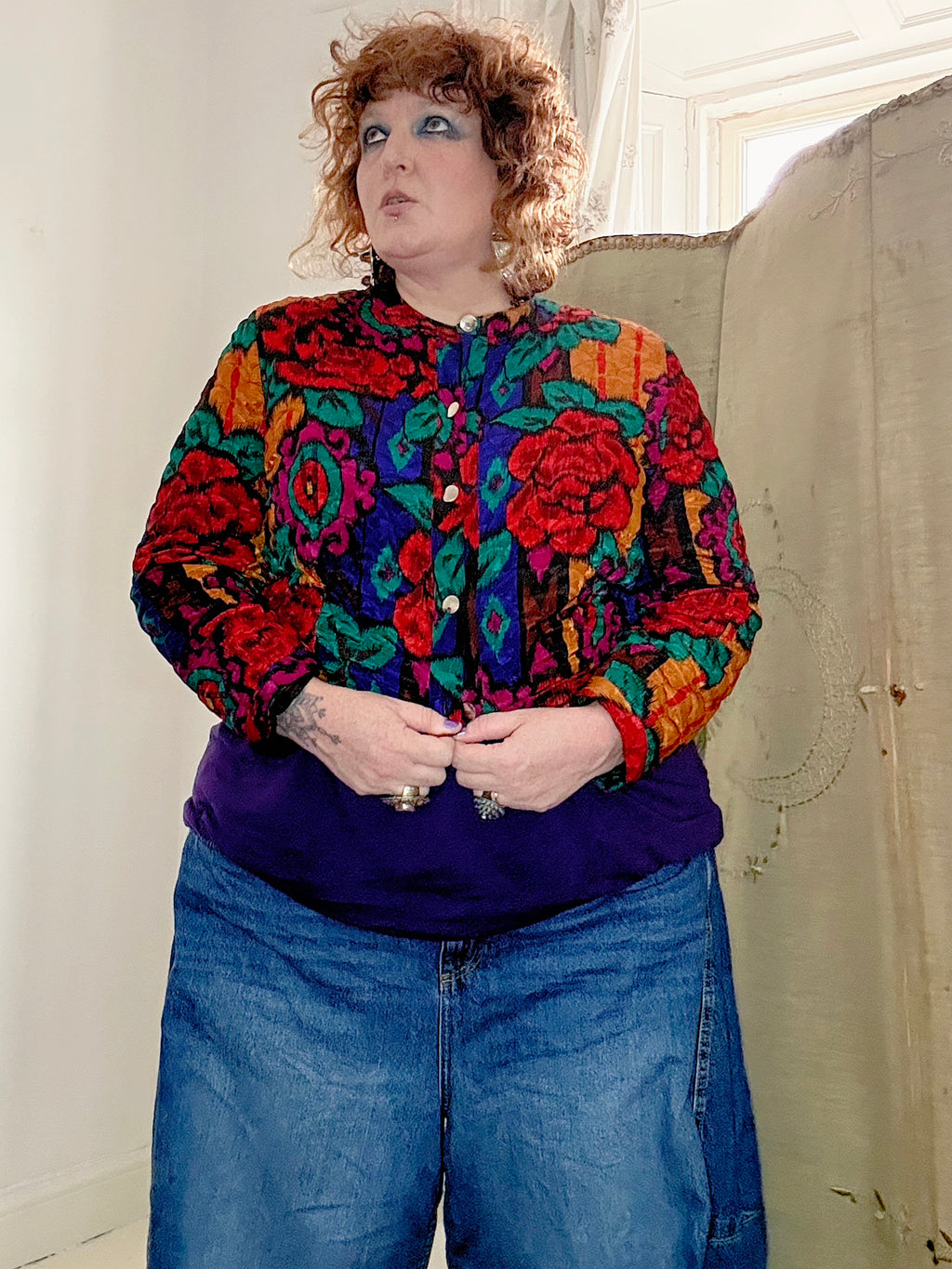 Epic 80’s Cropped Colourful Floral Jacket