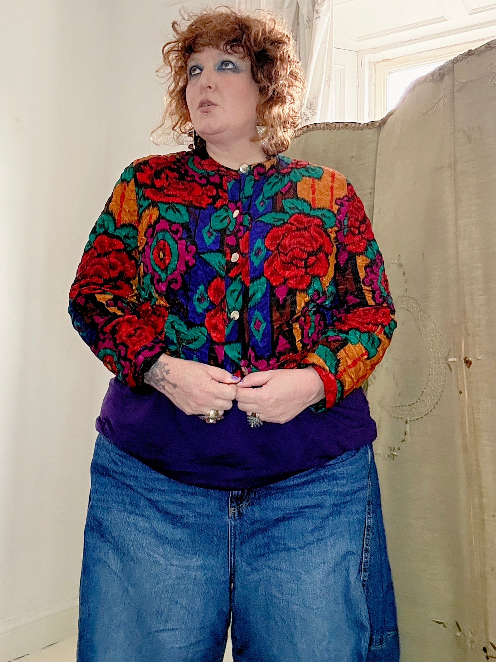 Epic 80’s Cropped Colourful Floral Jacket