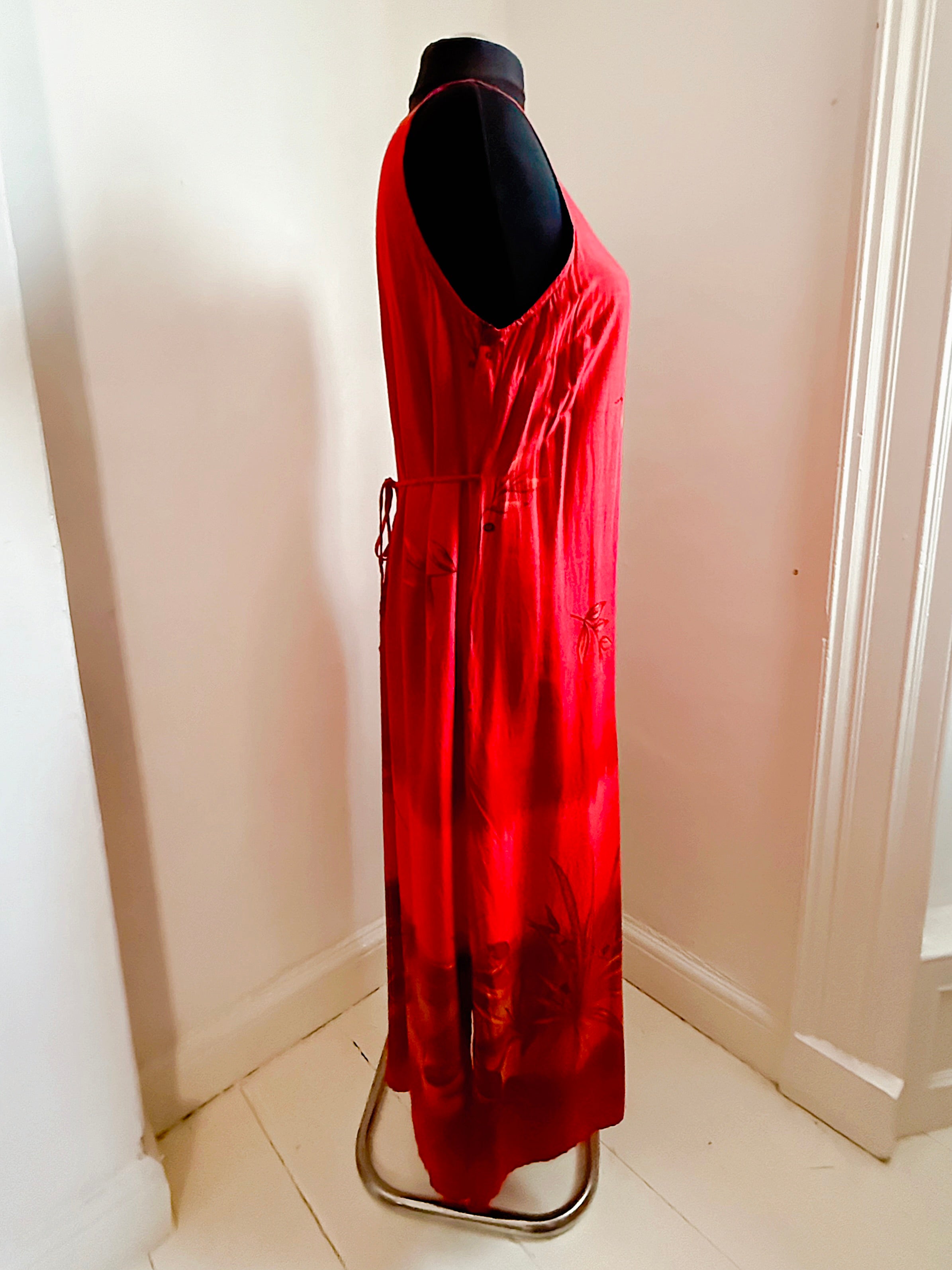 90s Vintage Red Hot Summer Dress