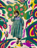 Peacock Maiden Block Print & EmbroideredSmock Dress