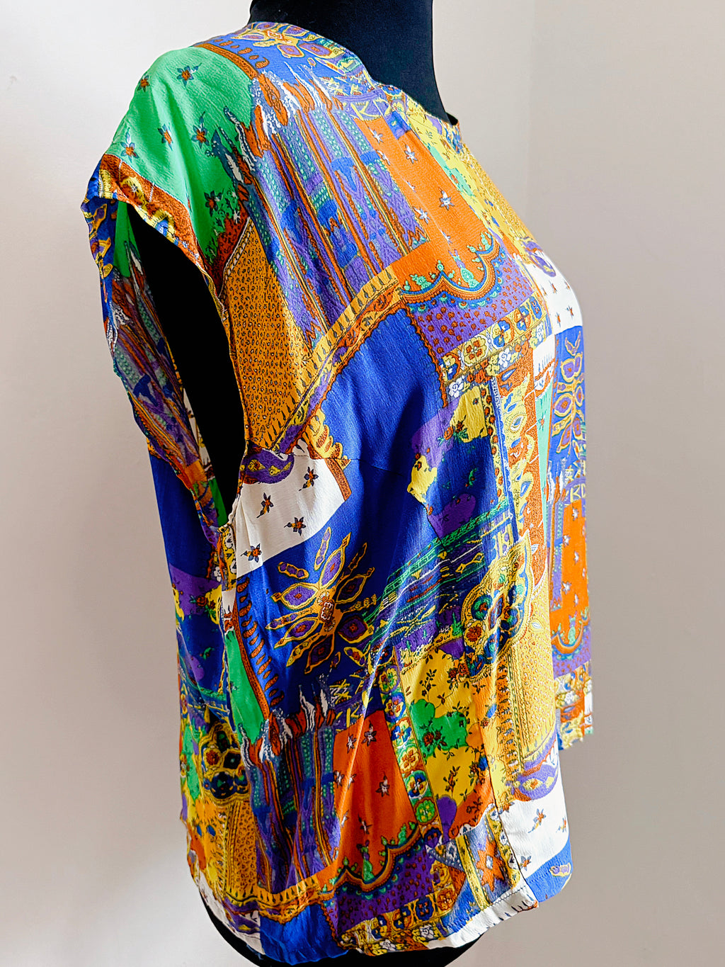 Vintage patchwork ornate print top.
