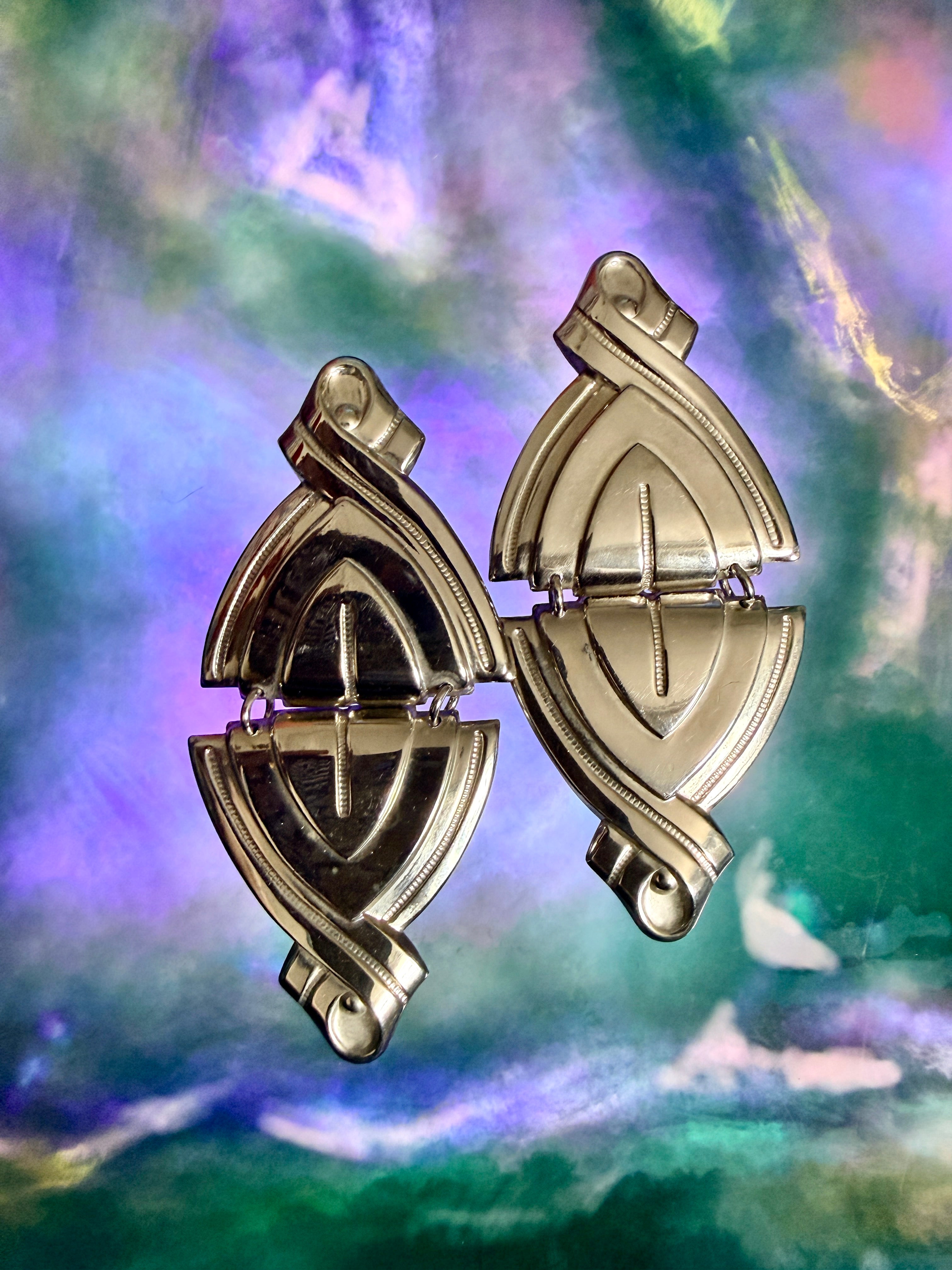 1980s large statement deco earrings